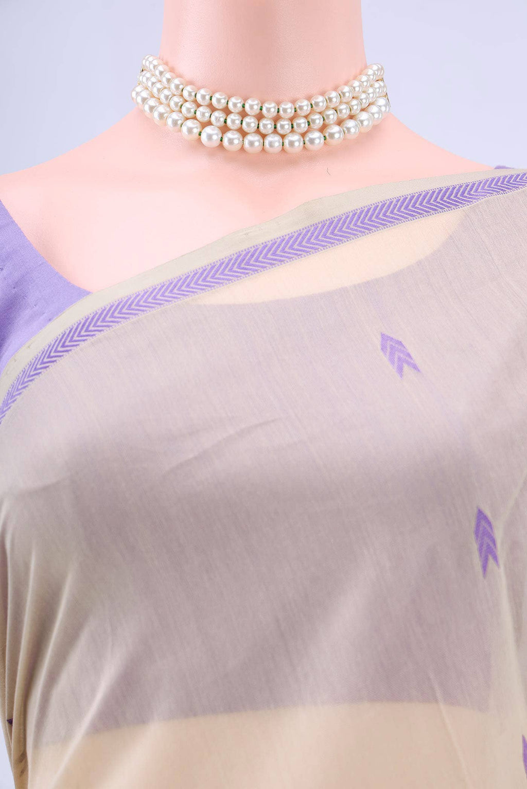 Beige Chanderi Silk Cotton Saree