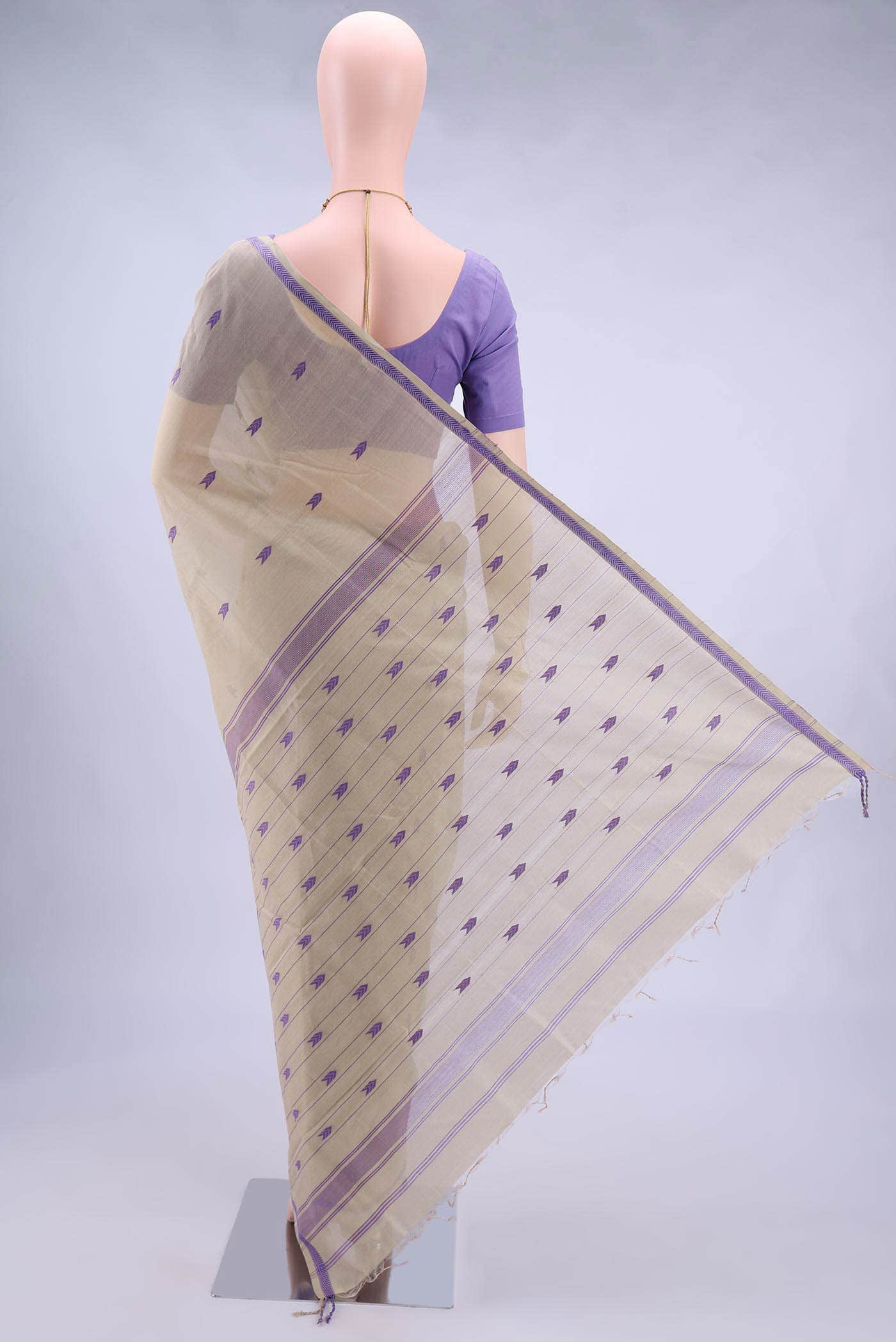 Beige Chanderi Silk Cotton Saree