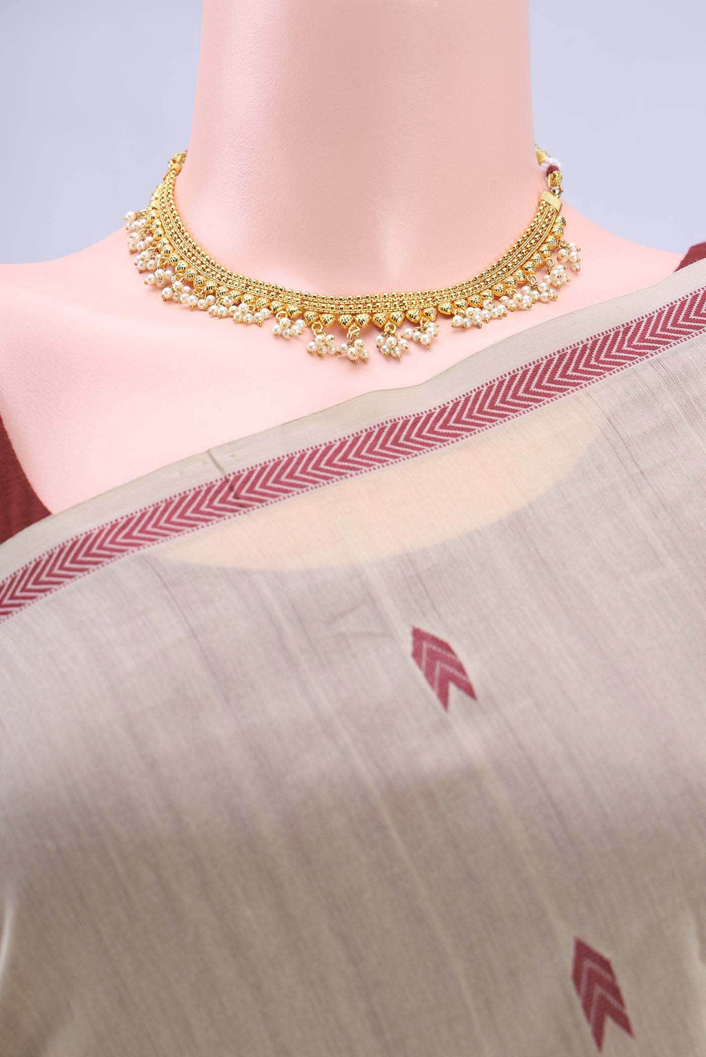 Beige Chanderi Silk Cotton Saree