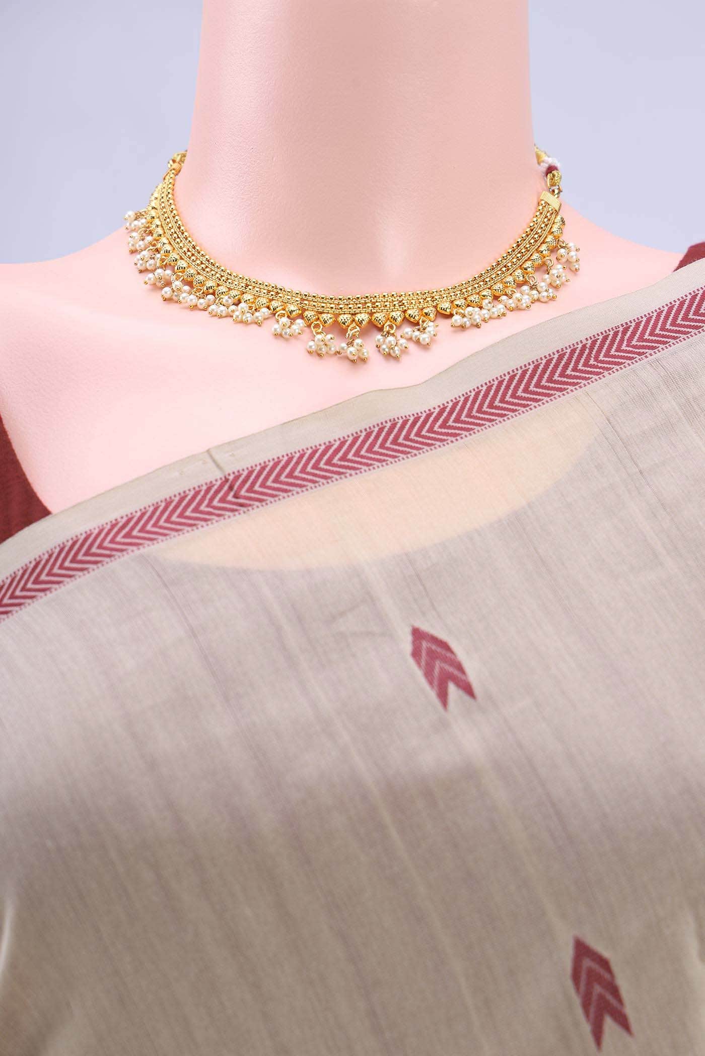Beige Chanderi Silk Cotton Saree