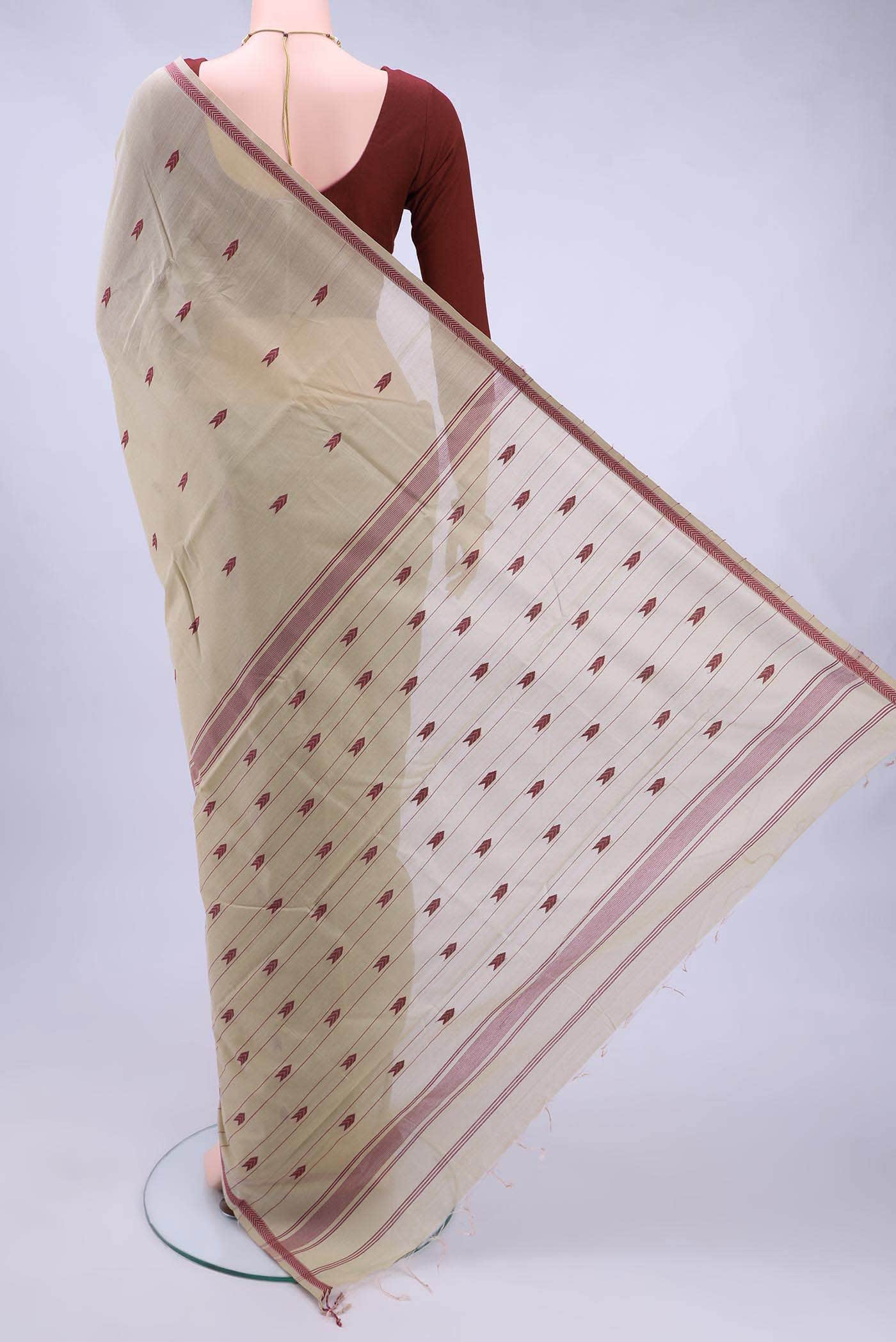 Beige Chanderi Silk Cotton Saree
