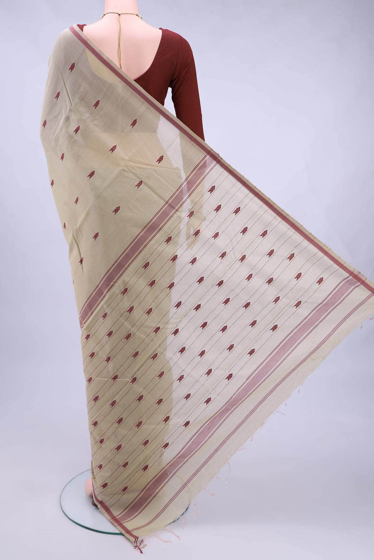 Beige Chanderi Silk Cotton Saree