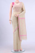 Beige Chanderi Silk Saree