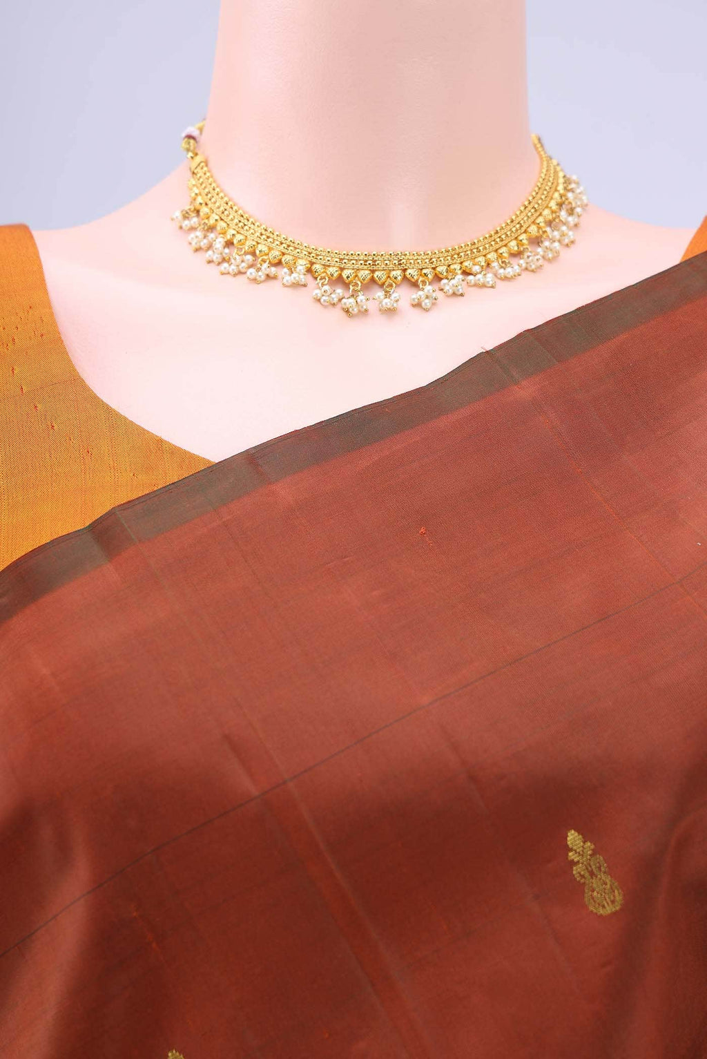 Brown Kanchipuram Silk Saree