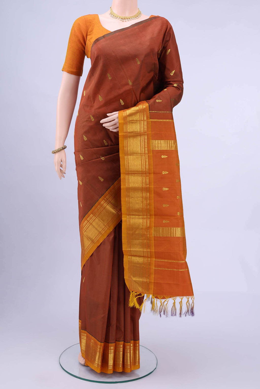 Brown Kanchipuram Silk Saree