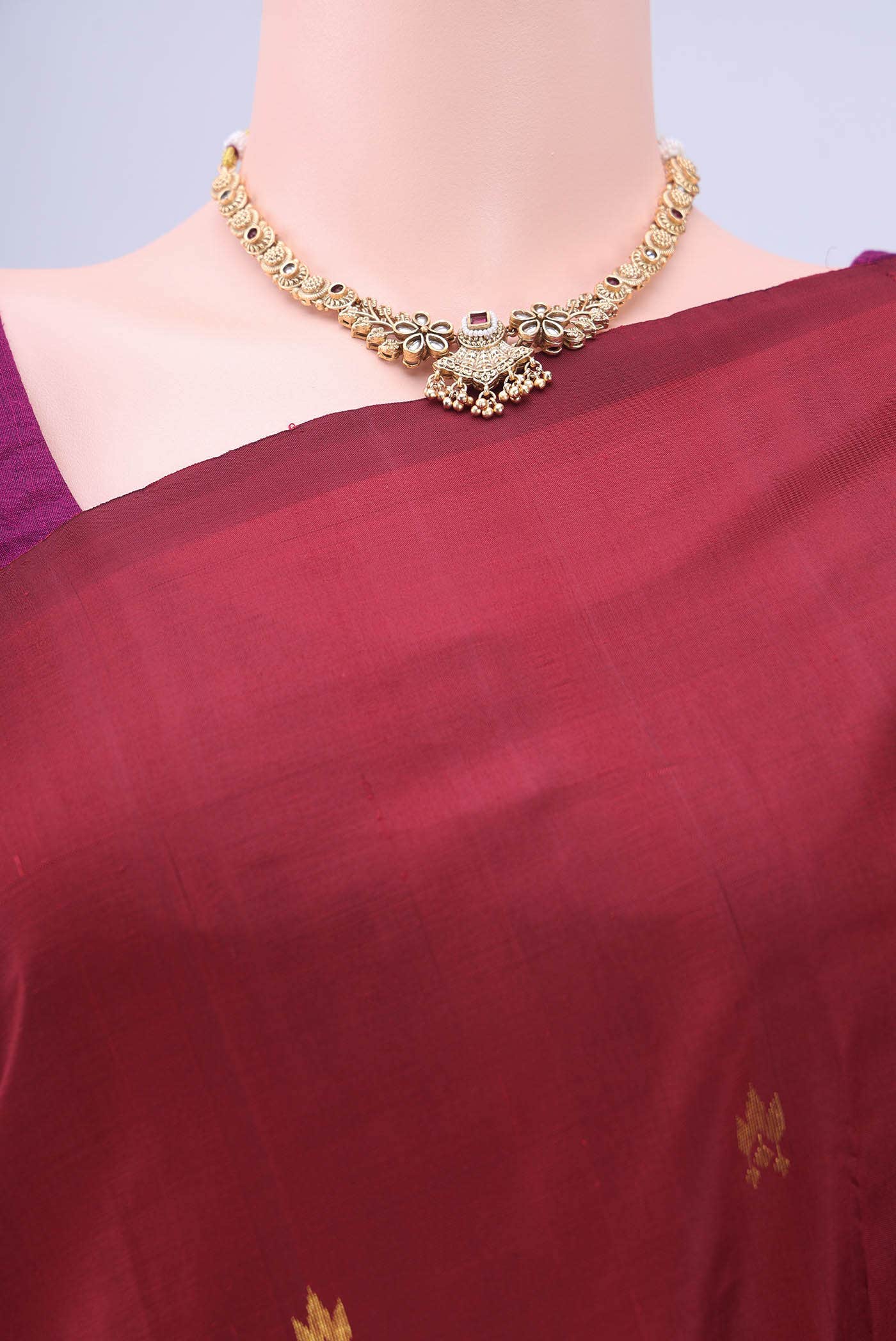 Maroon Kanchipuram Silk Saree