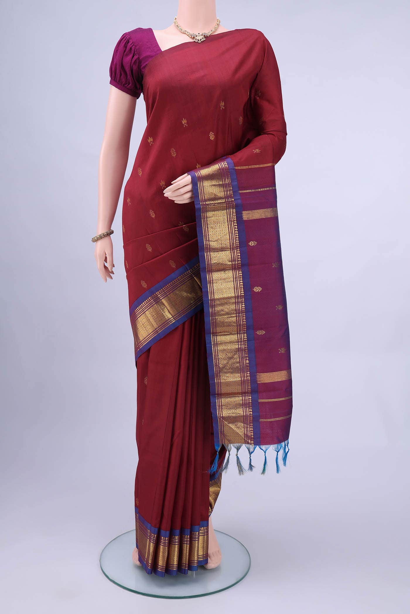 Maroon Kanchipuram Silk Saree