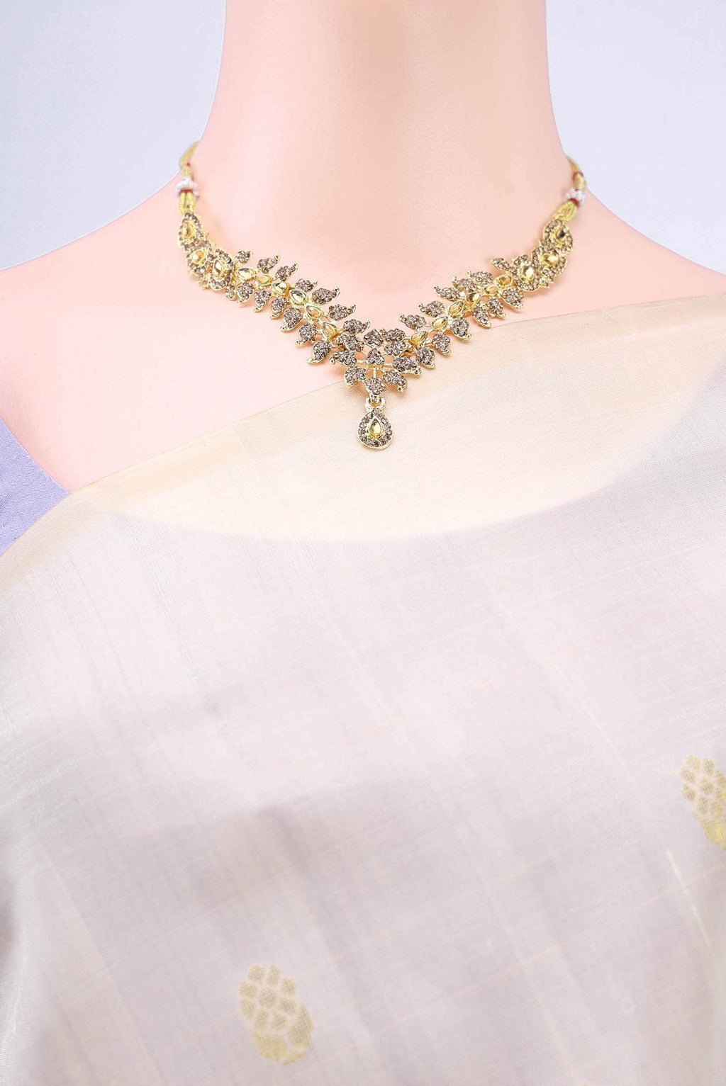 Off White Kanchipuram Silk Saree