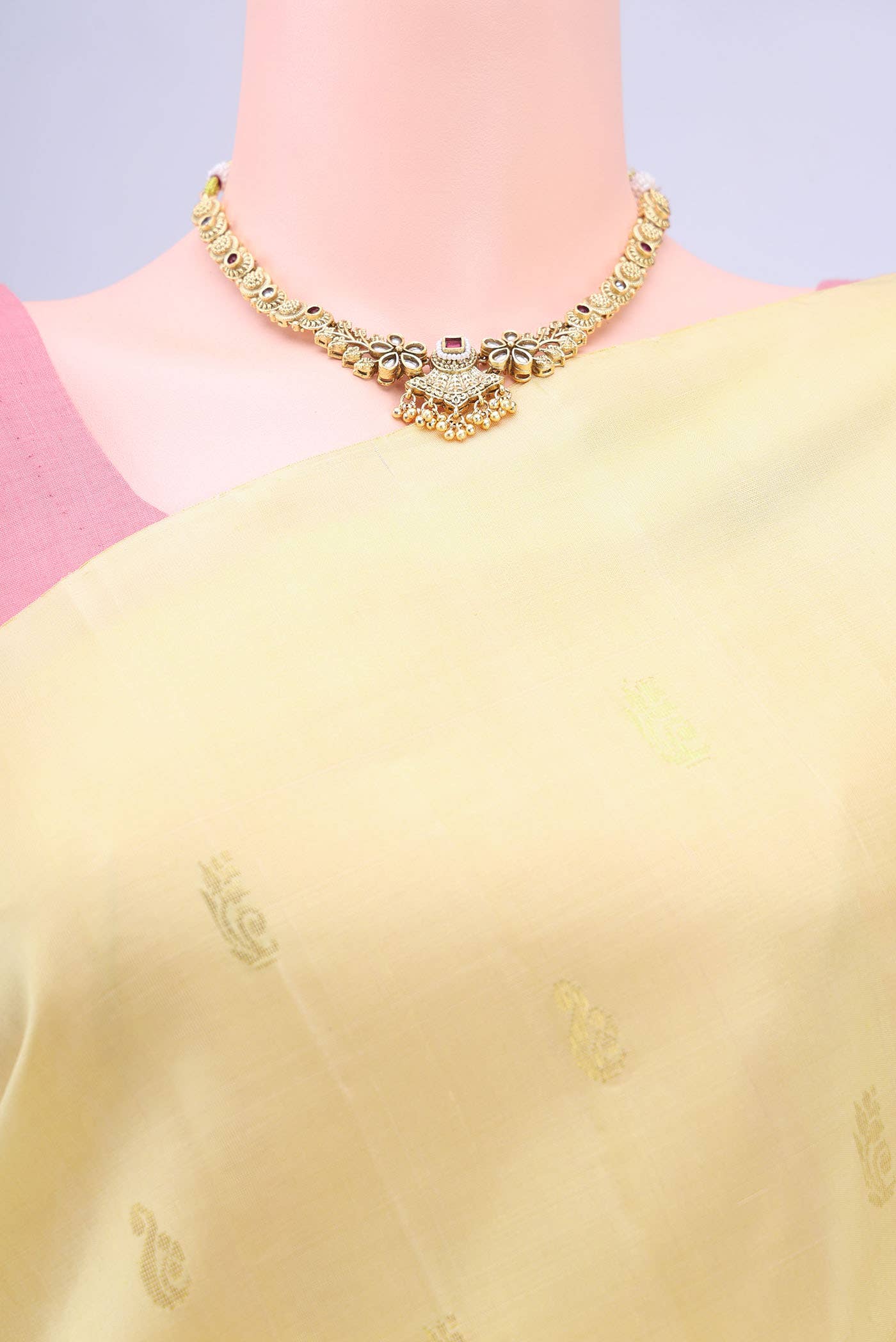 Cream Kanchipuram Silk Saree