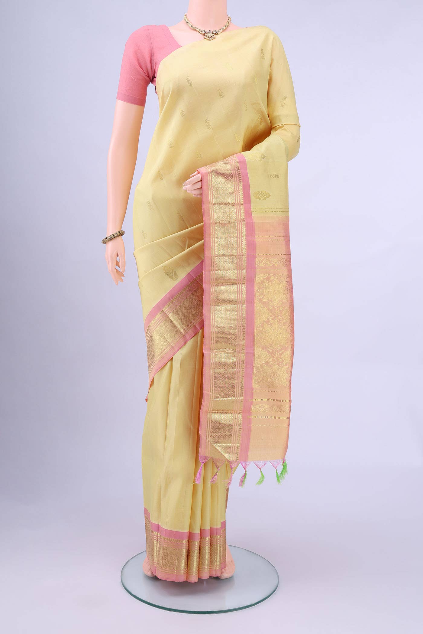Cream Kanchipuram Silk Saree