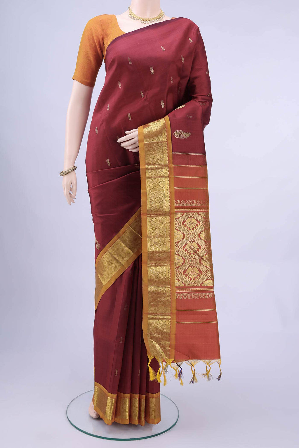 Maroon Kanchipuram Silk Saree