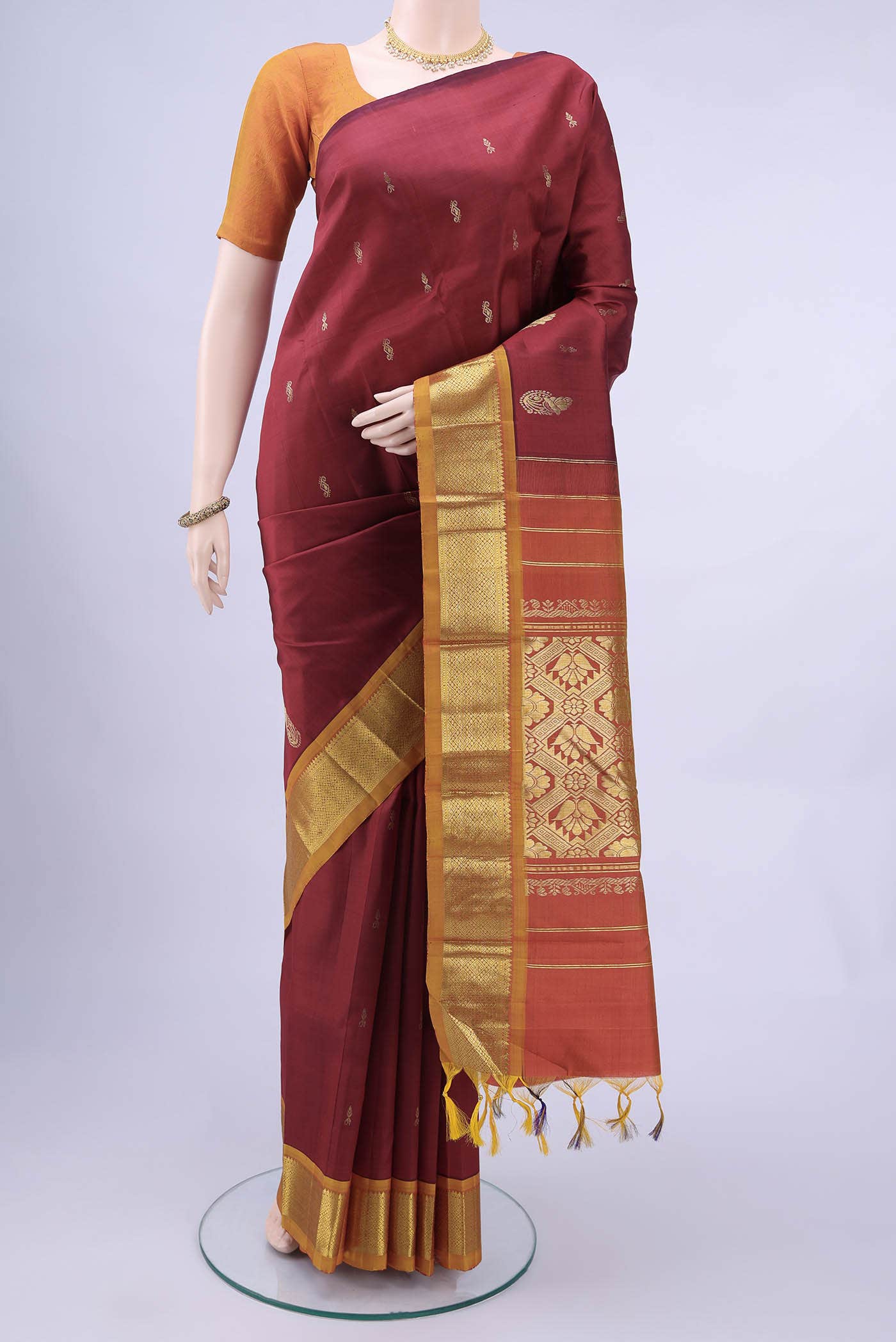 Maroon Kanchipuram Silk Saree