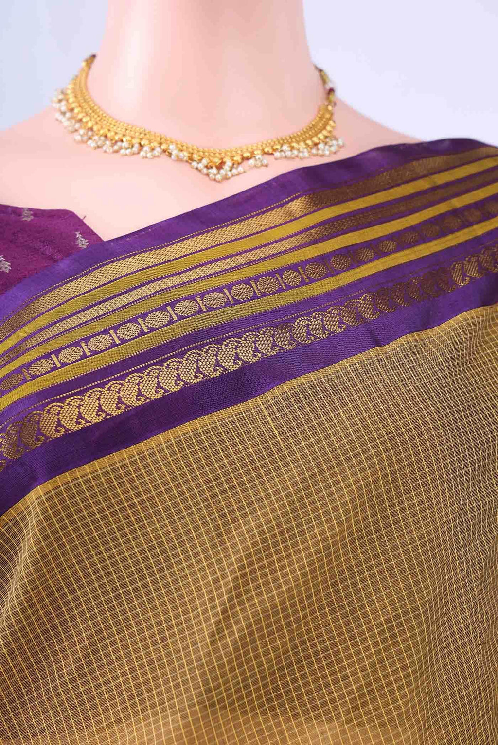 Mustard Gadwal cotton Saree