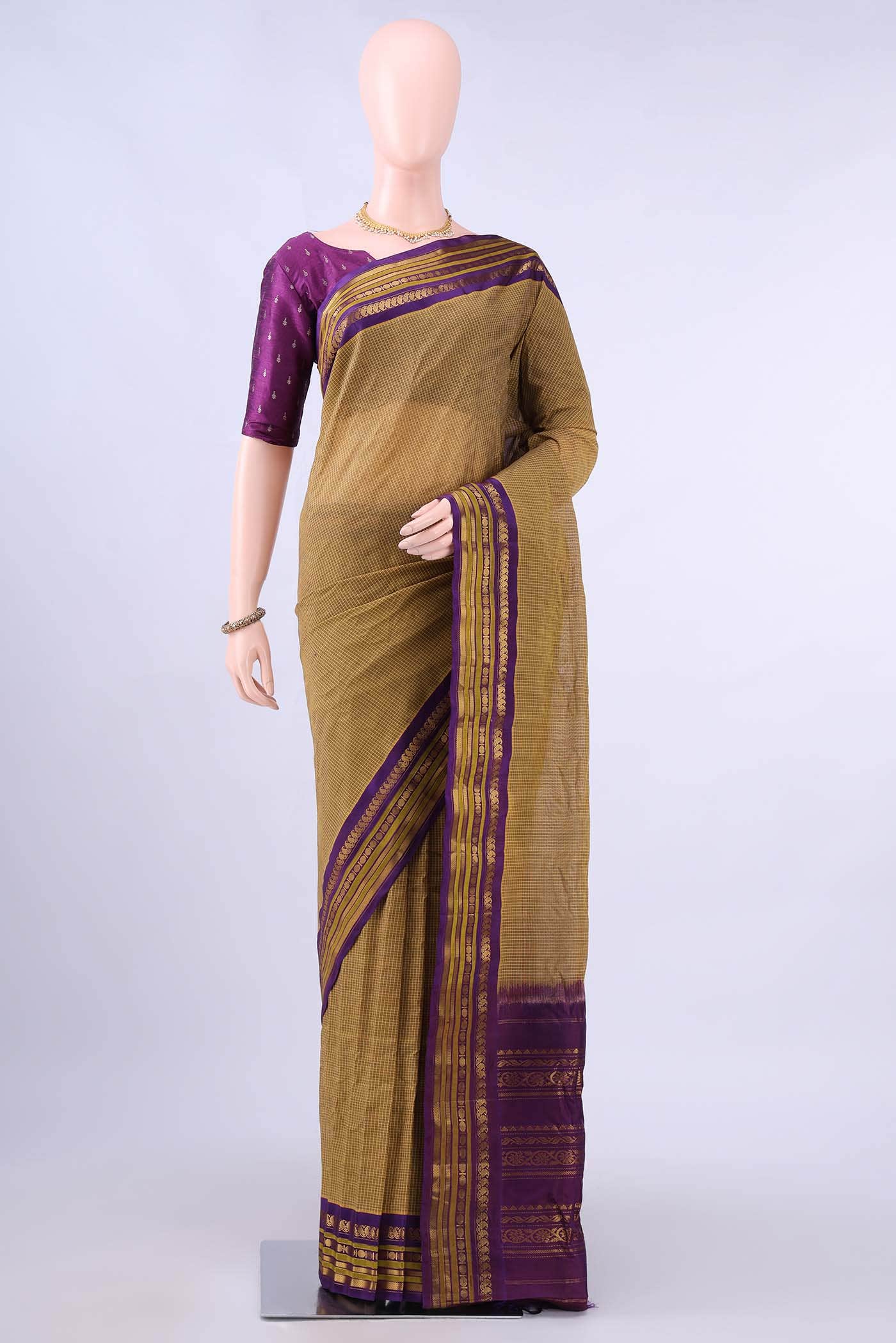 Mustard Gadwal cotton Saree