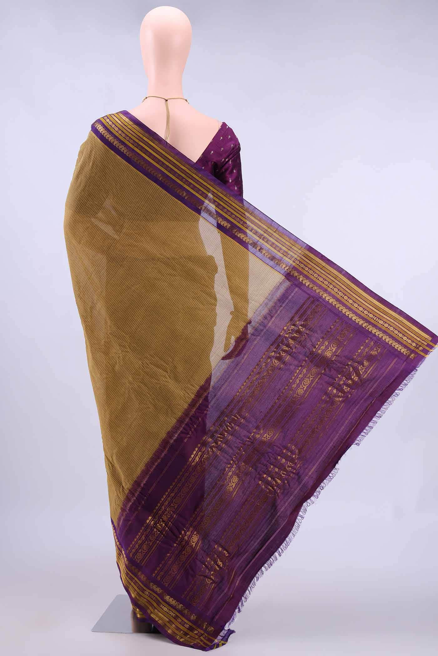 Mustard Gadwal cotton Saree
