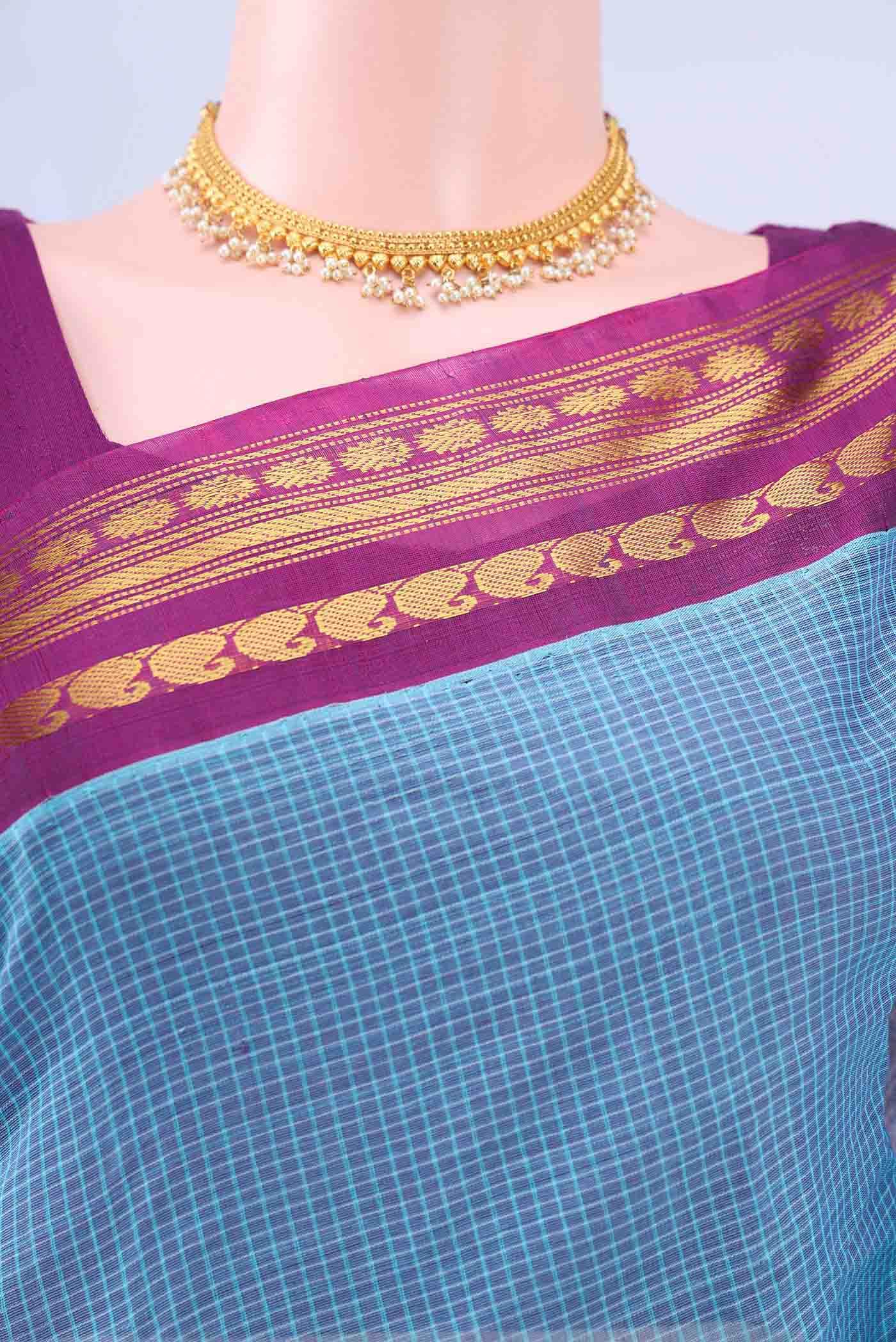 Blue Gadwal cotton Saree