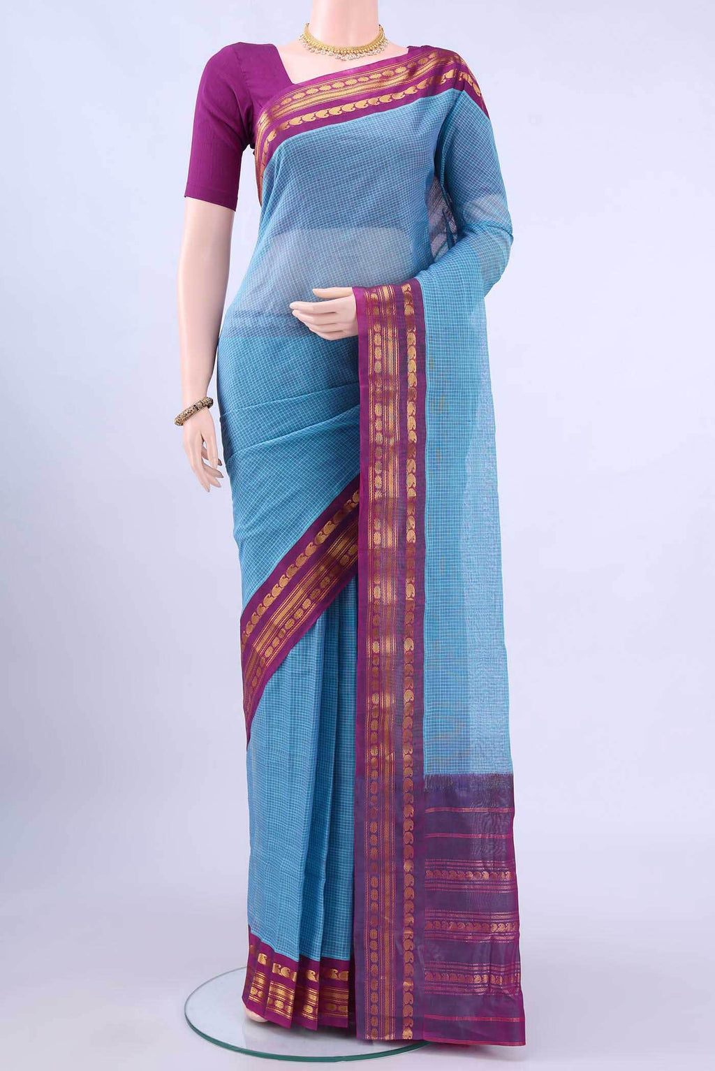 Blue Gadwal cotton Saree