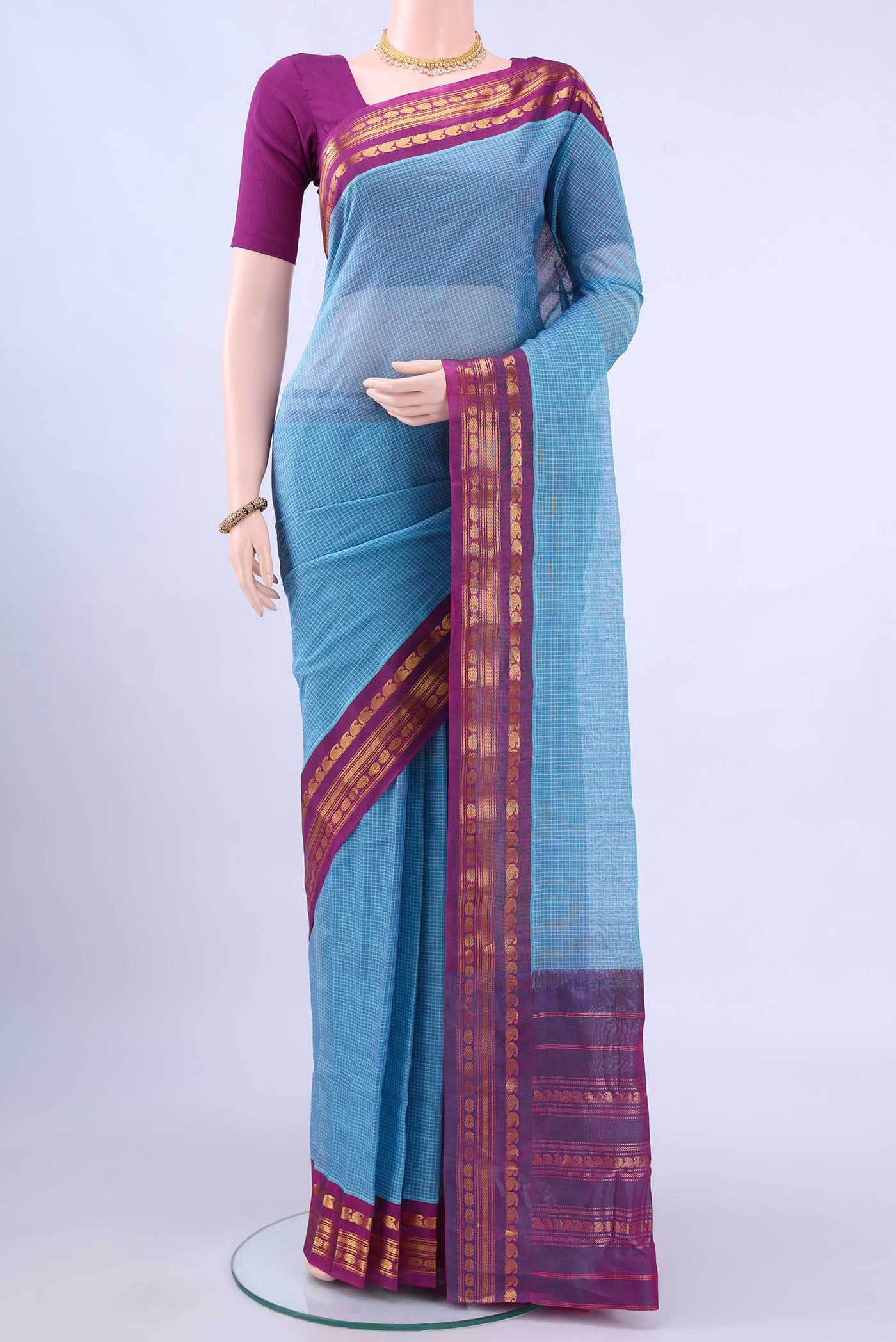 Blue Gadwal cotton Saree