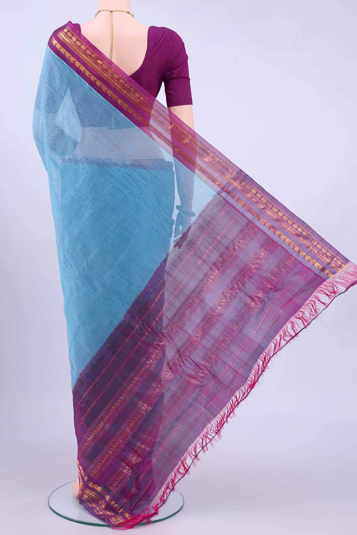 Blue Gadwal cotton Saree