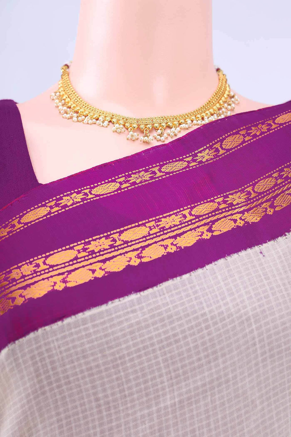 Off White Gadwal cotton Saree