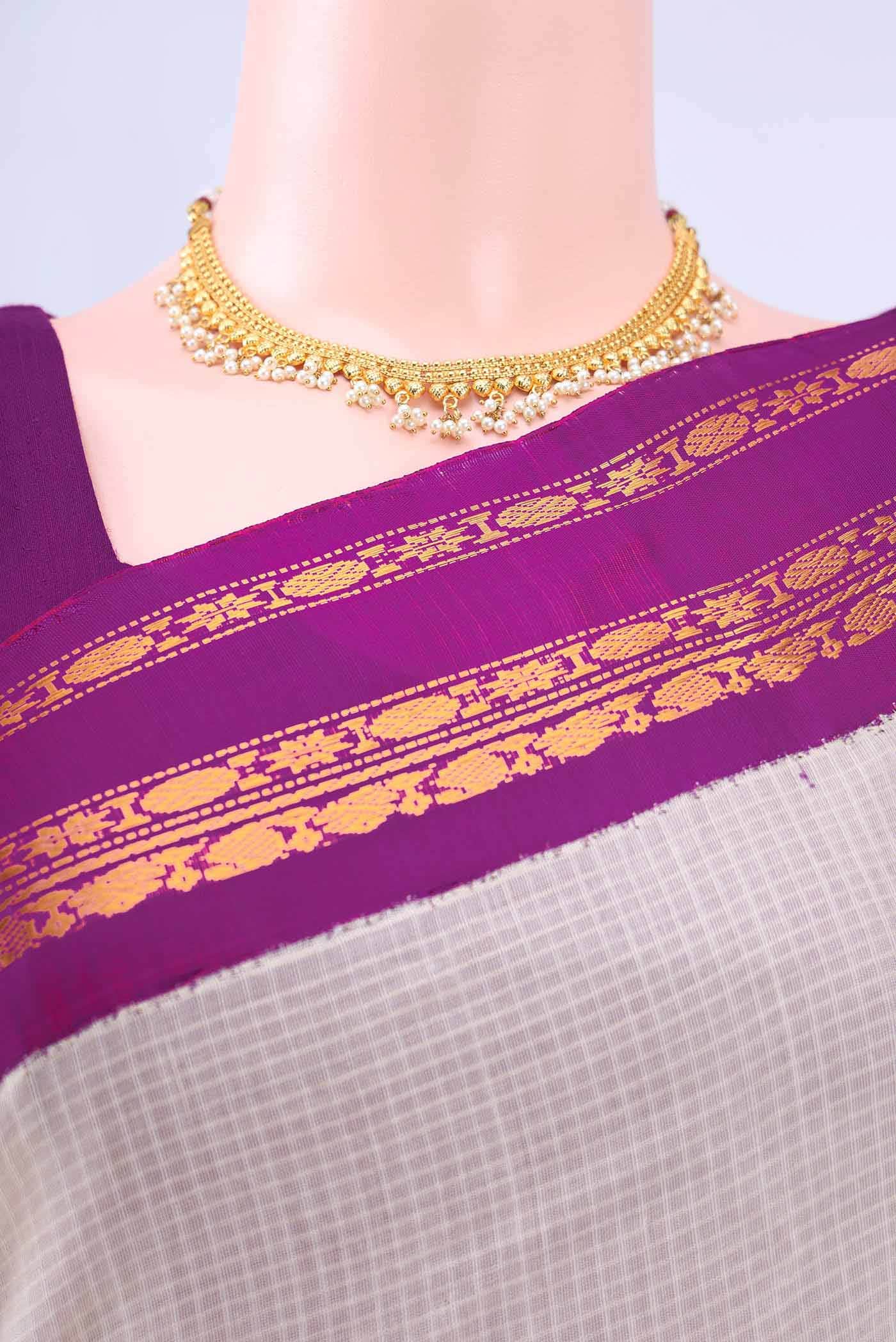 Off White Gadwal cotton Saree