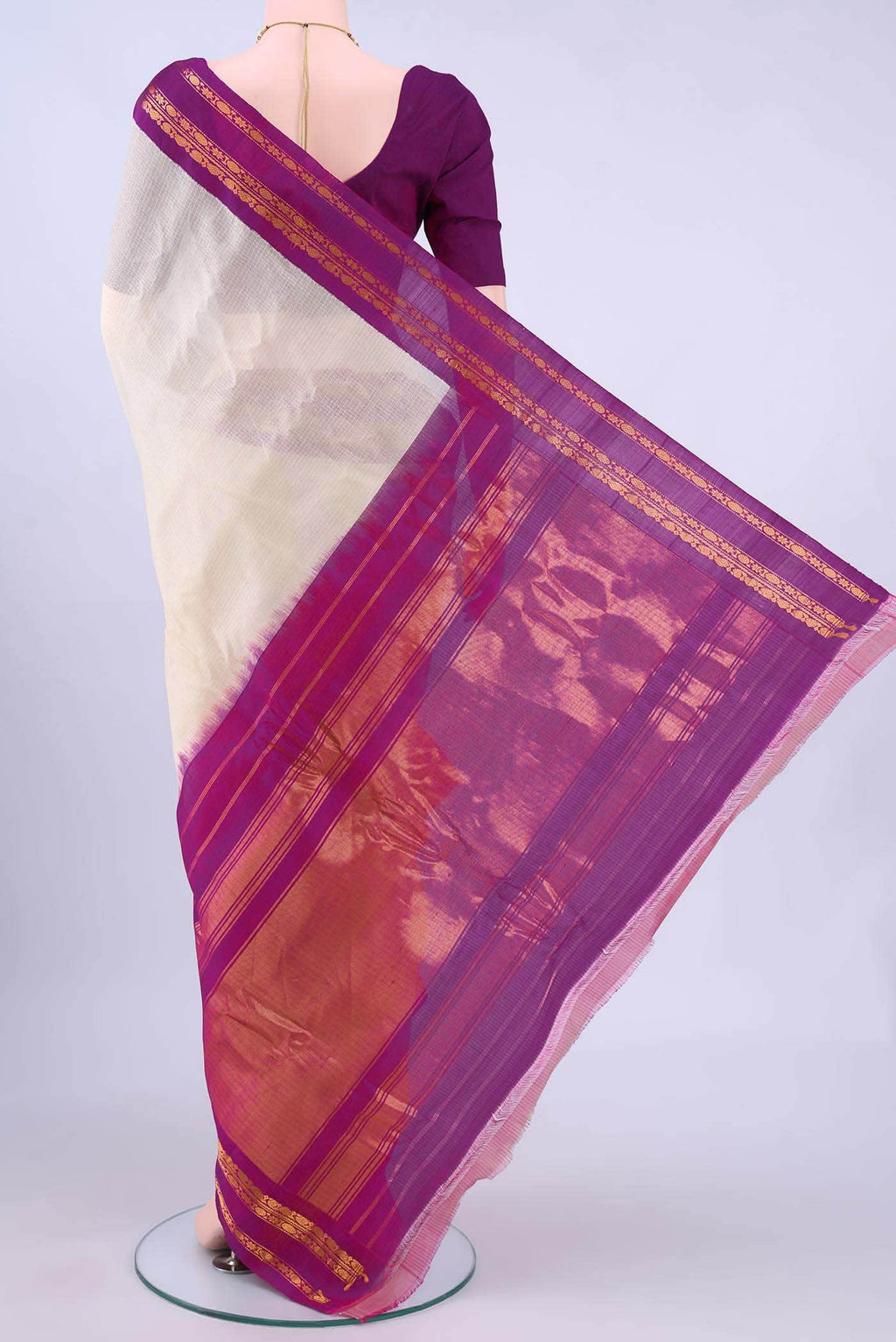 Off White Gadwal cotton Saree