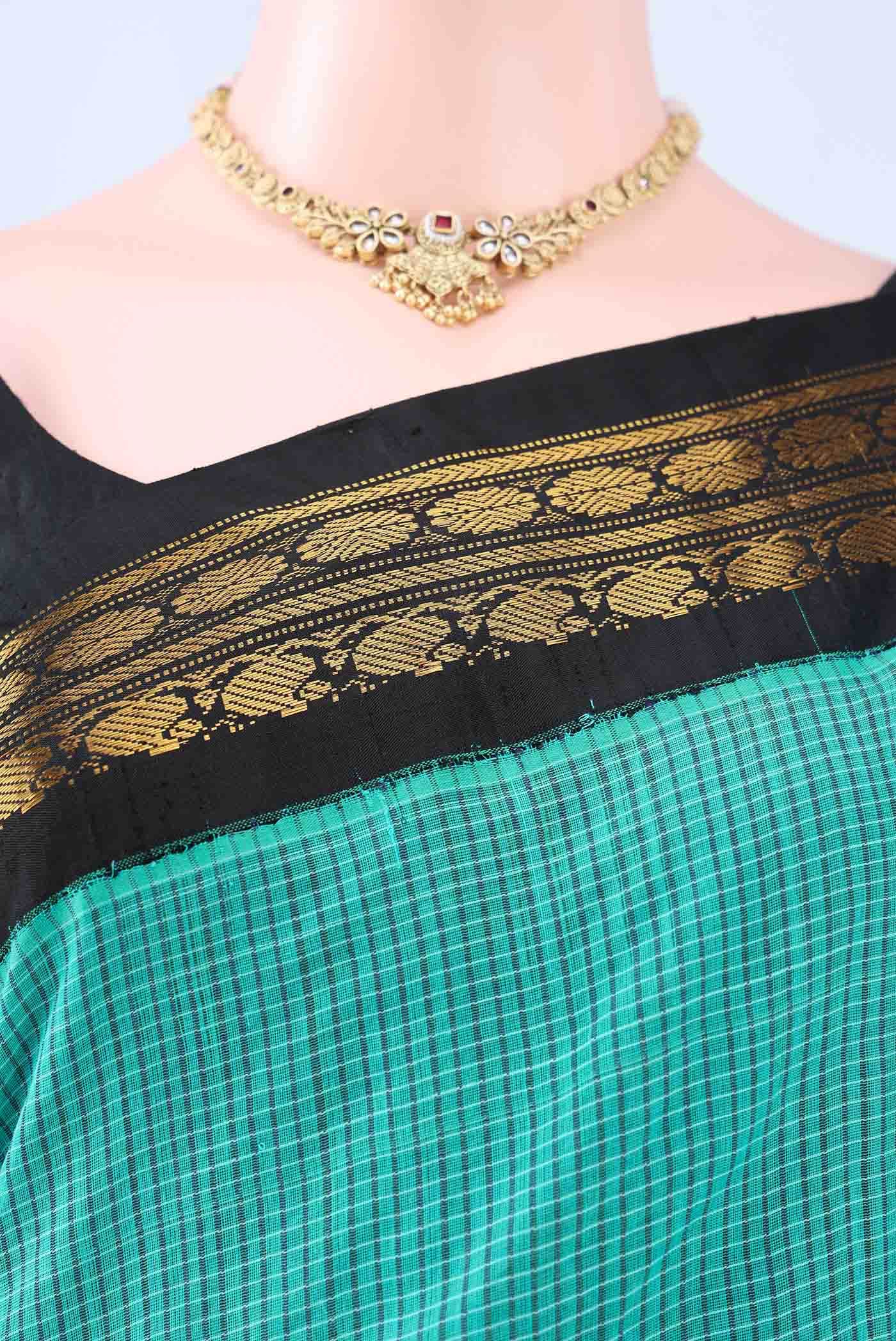 Turquoise Gadwal cotton Saree