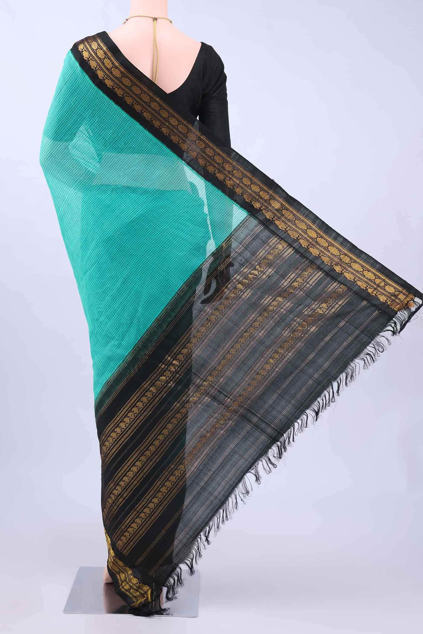 Turquoise Gadwal cotton Saree