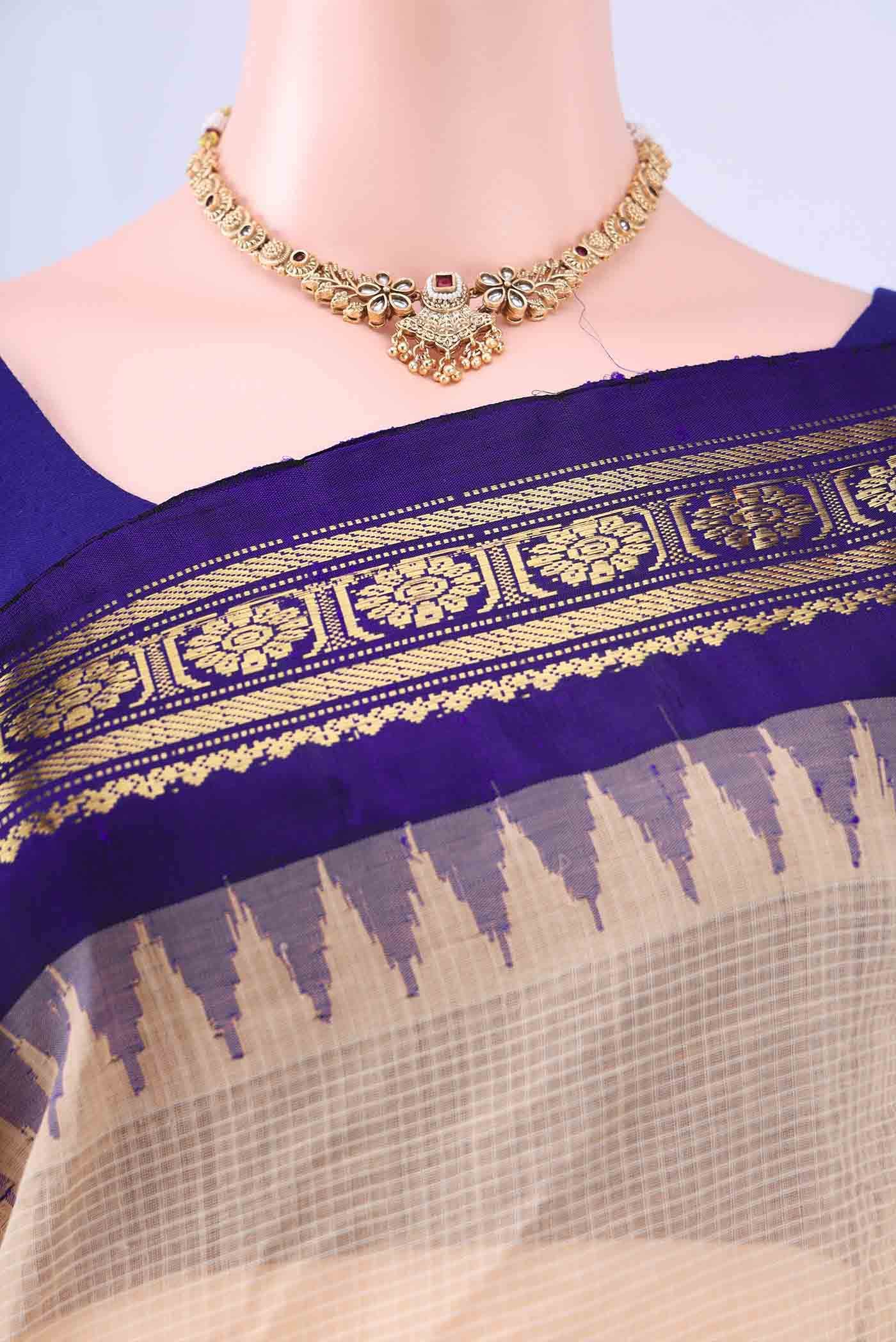Beige Gadwal cotton Saree