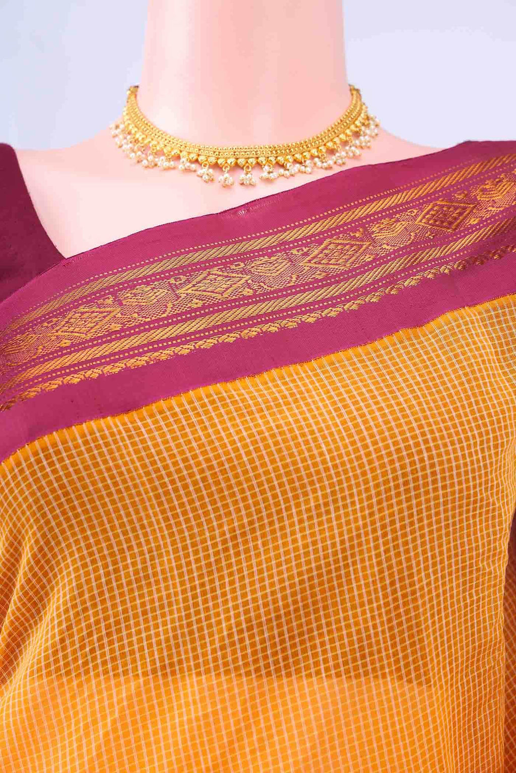 Yellow Gadwal cotton Saree
