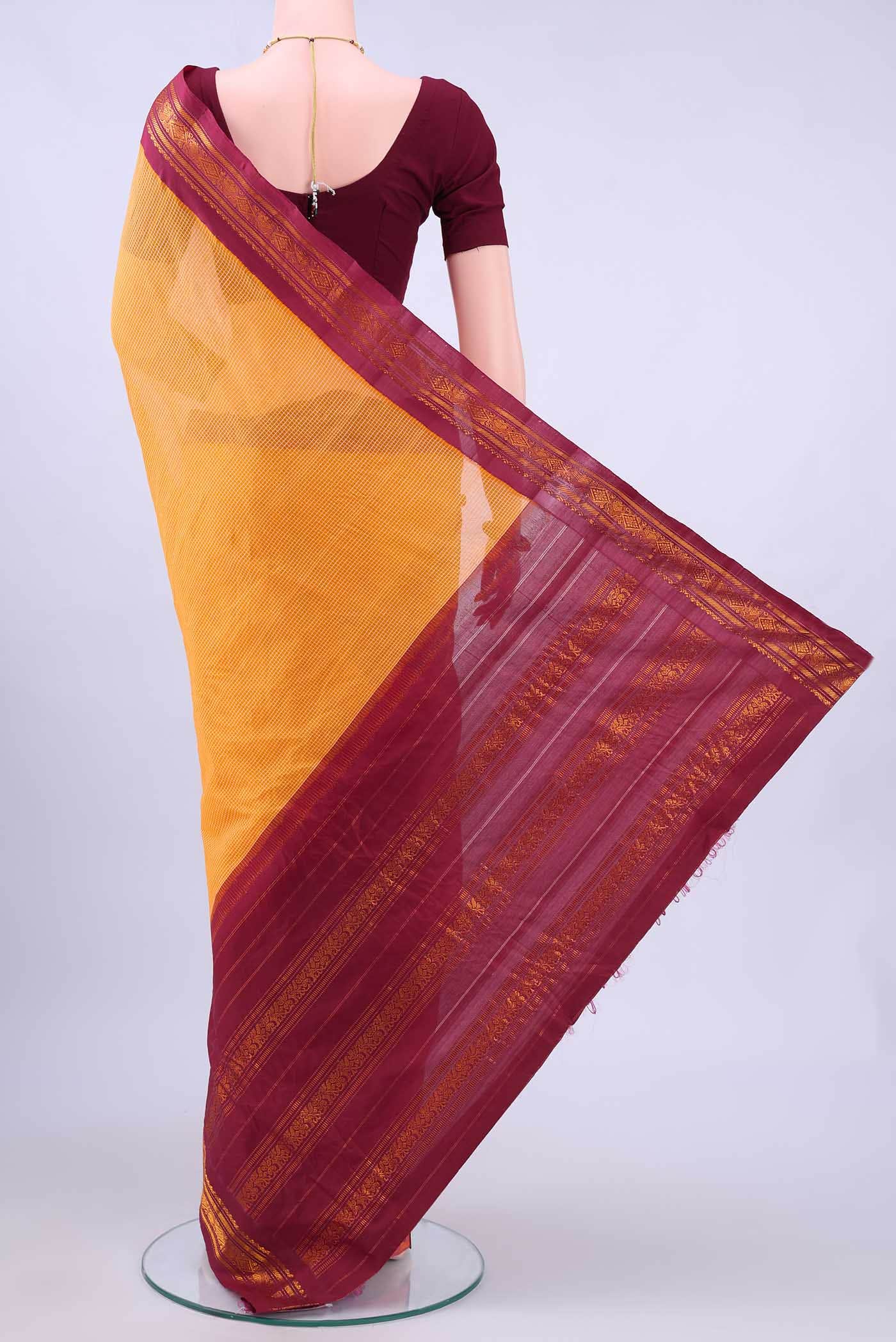 Yellow Gadwal cotton Saree