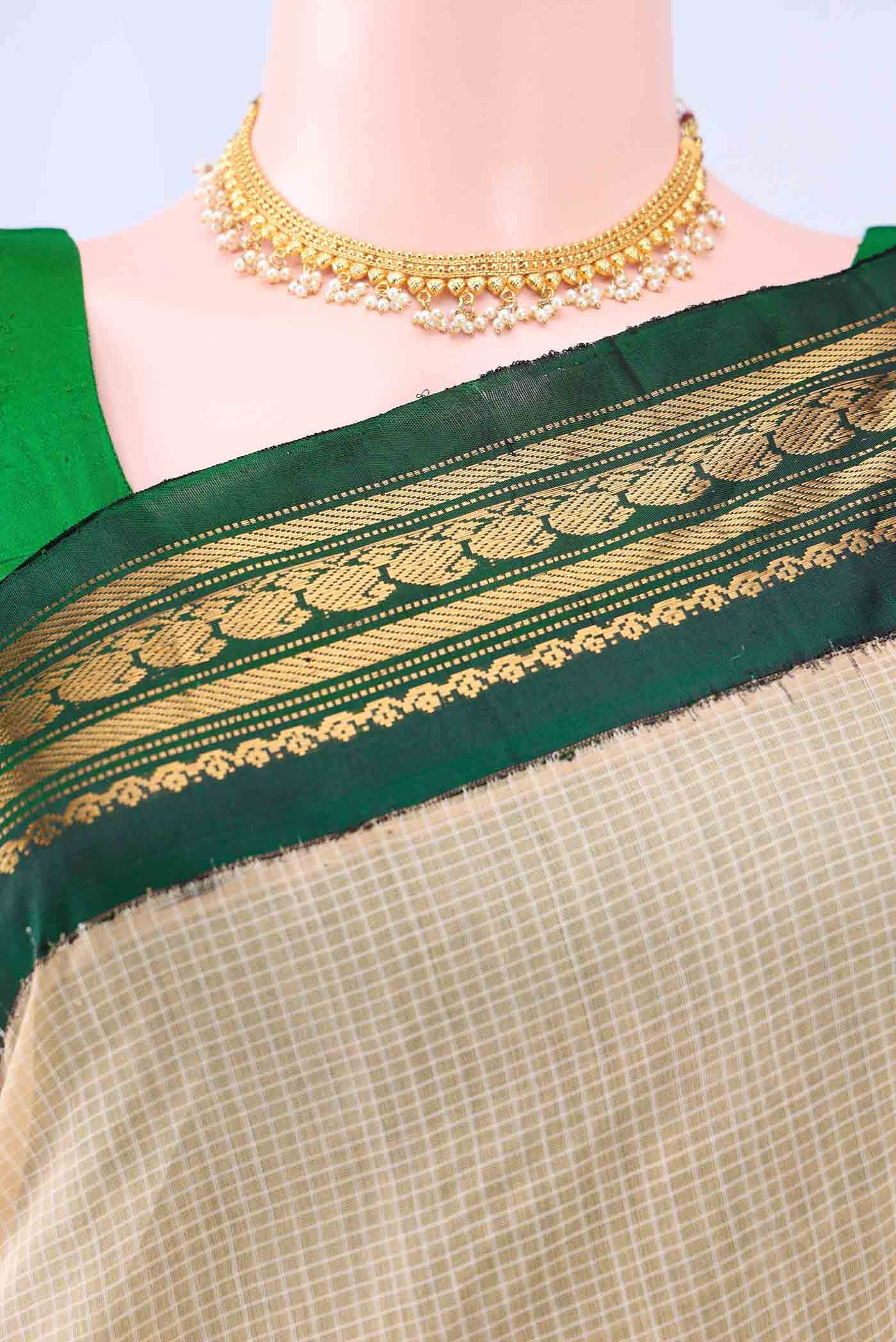 Beige Gadwal cotton Saree