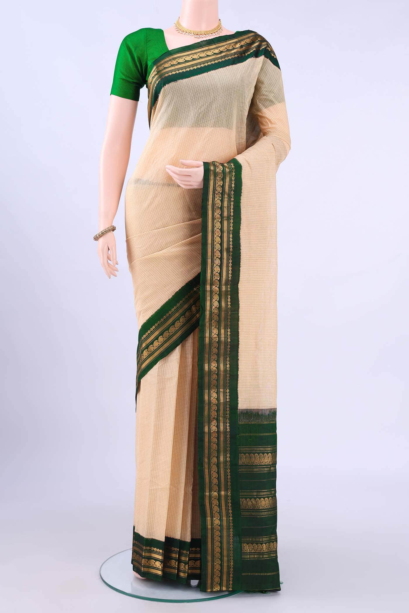 Beige Gadwal cotton Saree