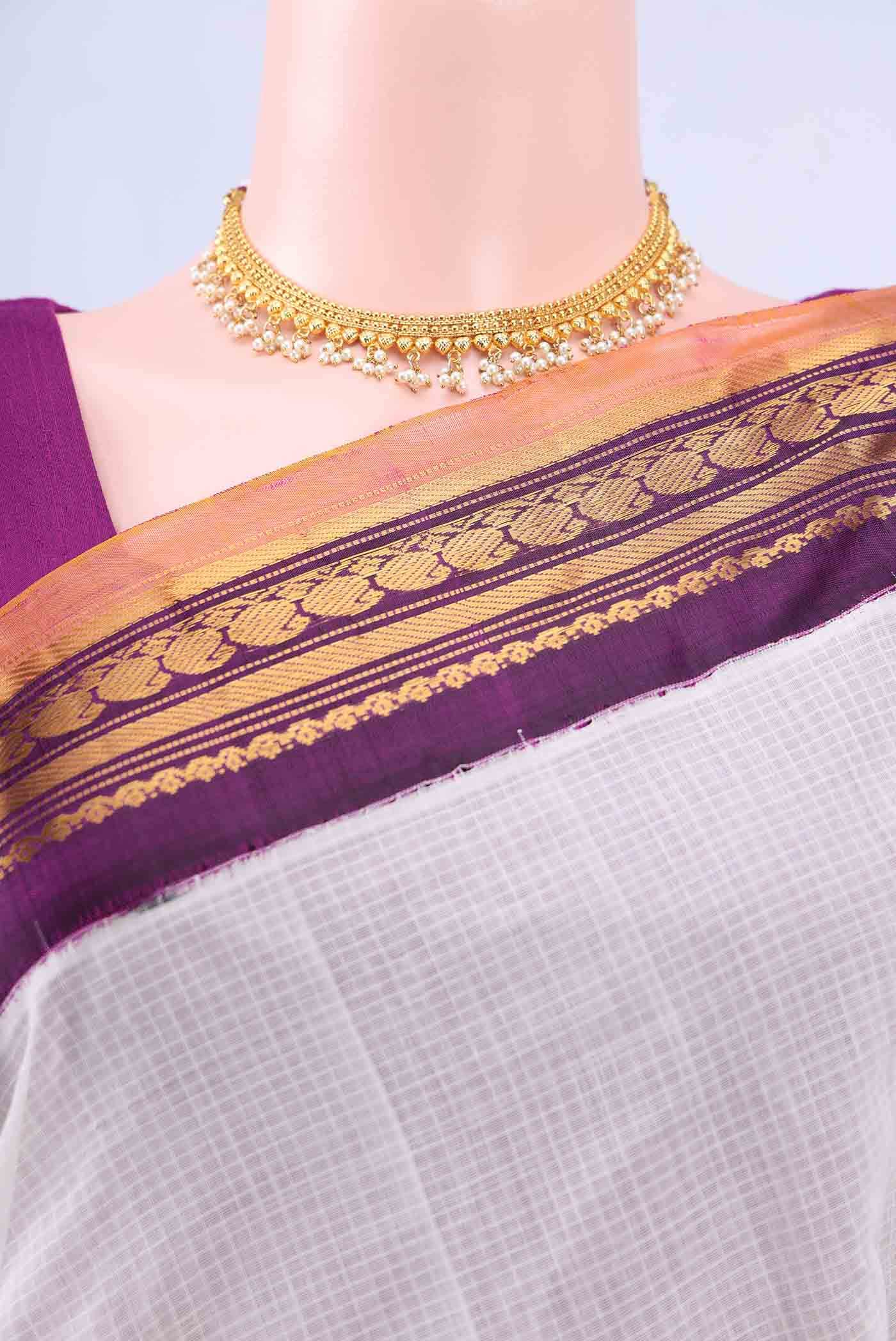 Off White Gadwal cotton Saree