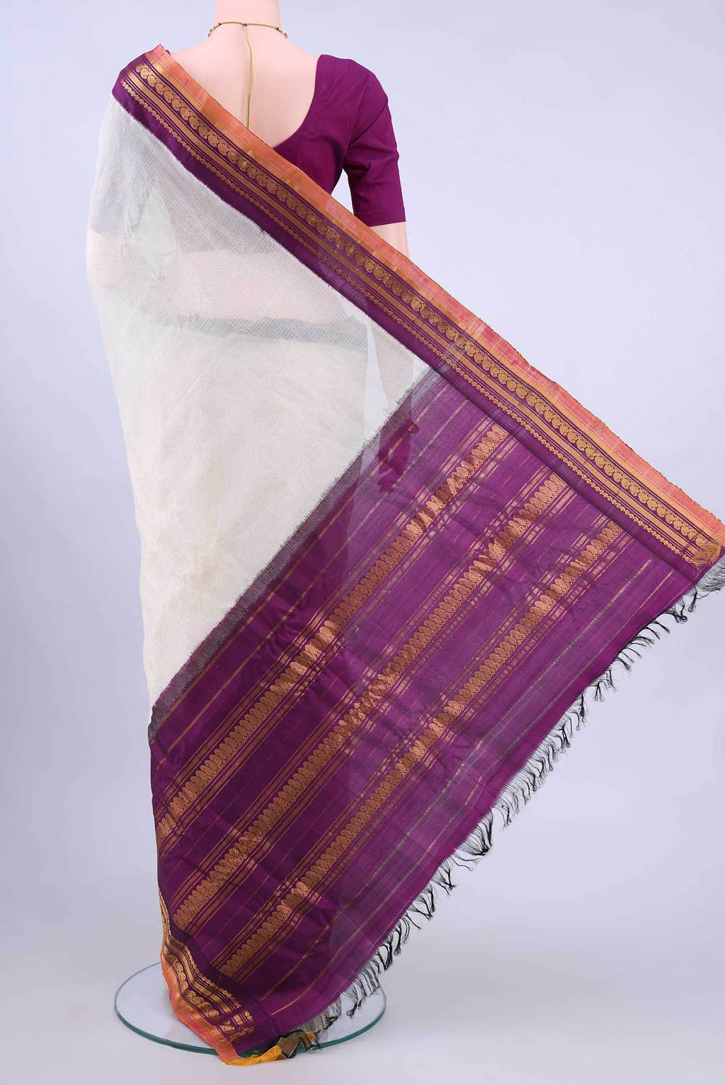 Off White Gadwal cotton Saree