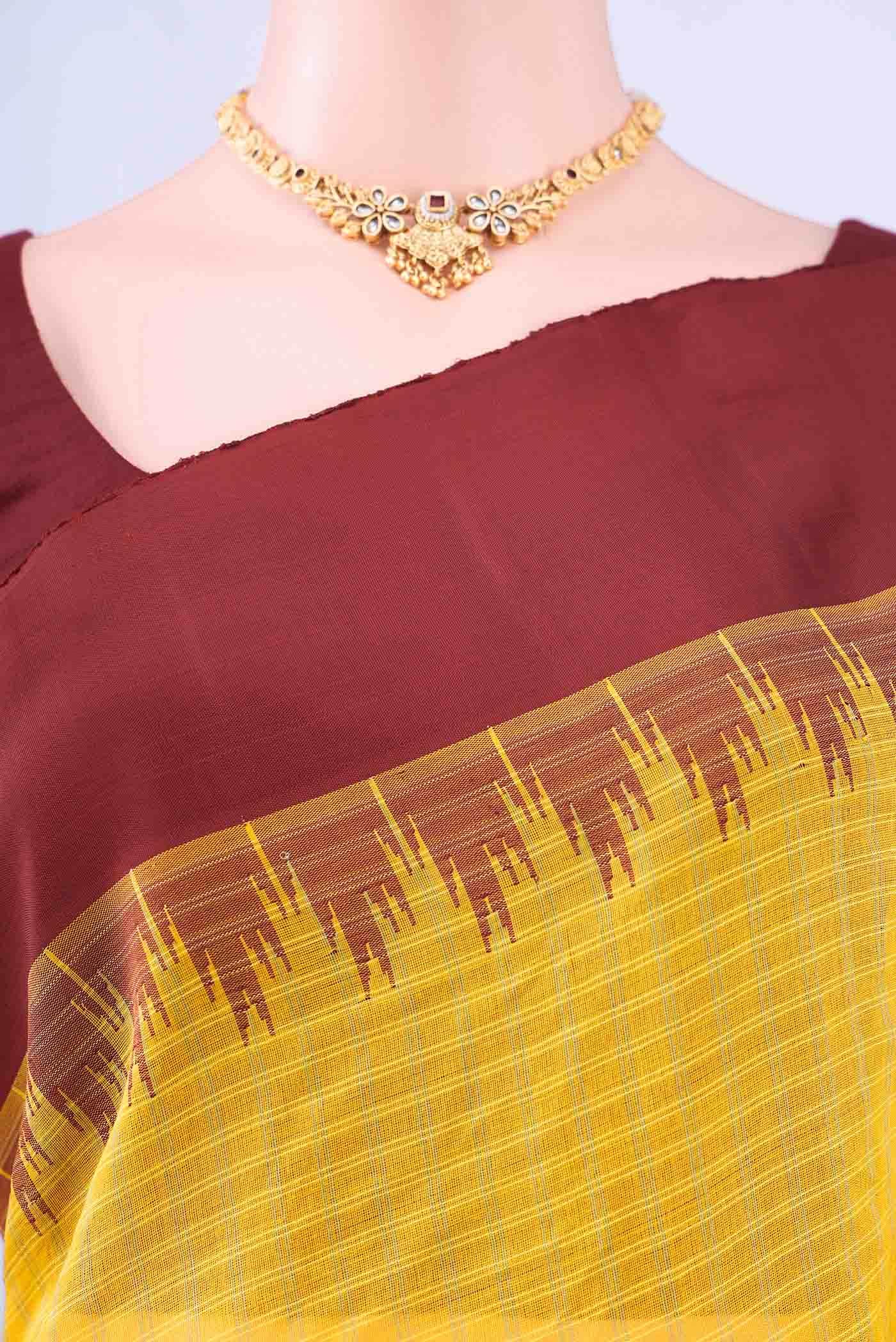 Lemon Yellow Gadwal cotton Saree