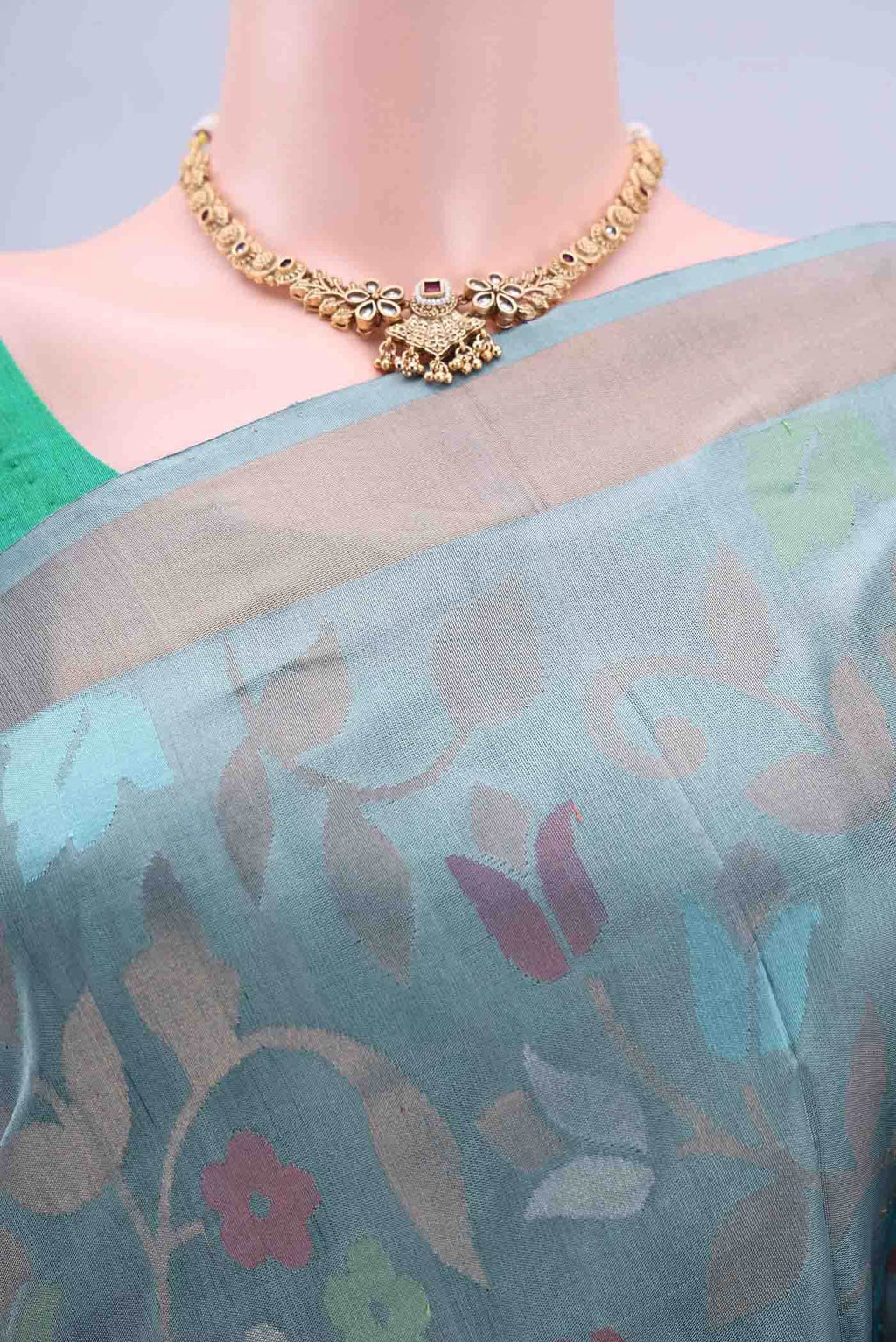 Pure Silk Pure Zari Grey Uppada Saree