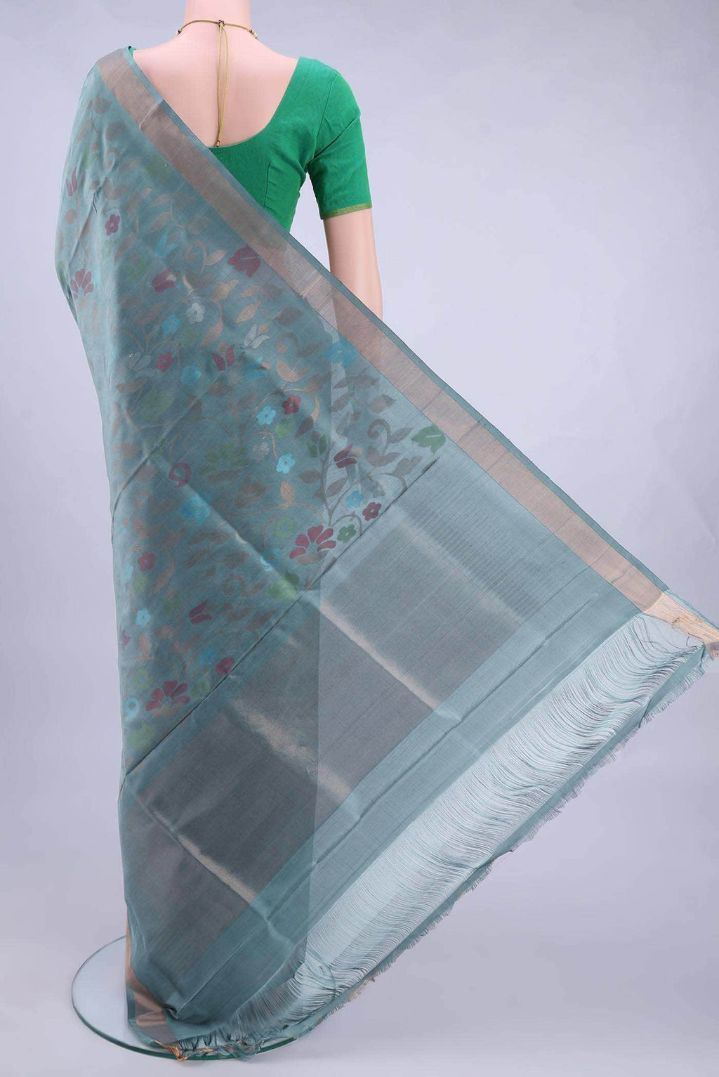 Pure Silk Pure Zari Grey Uppada Saree