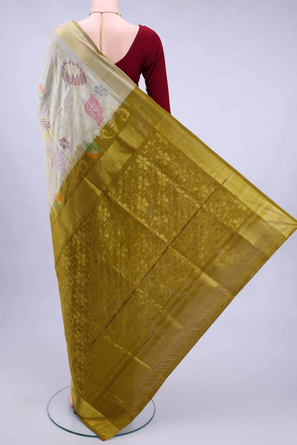 Pure Silk Pure Zari Beige Uppada Saree