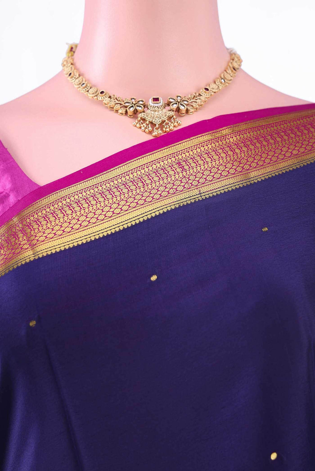 Navy Blue Mysore Crepe Saree