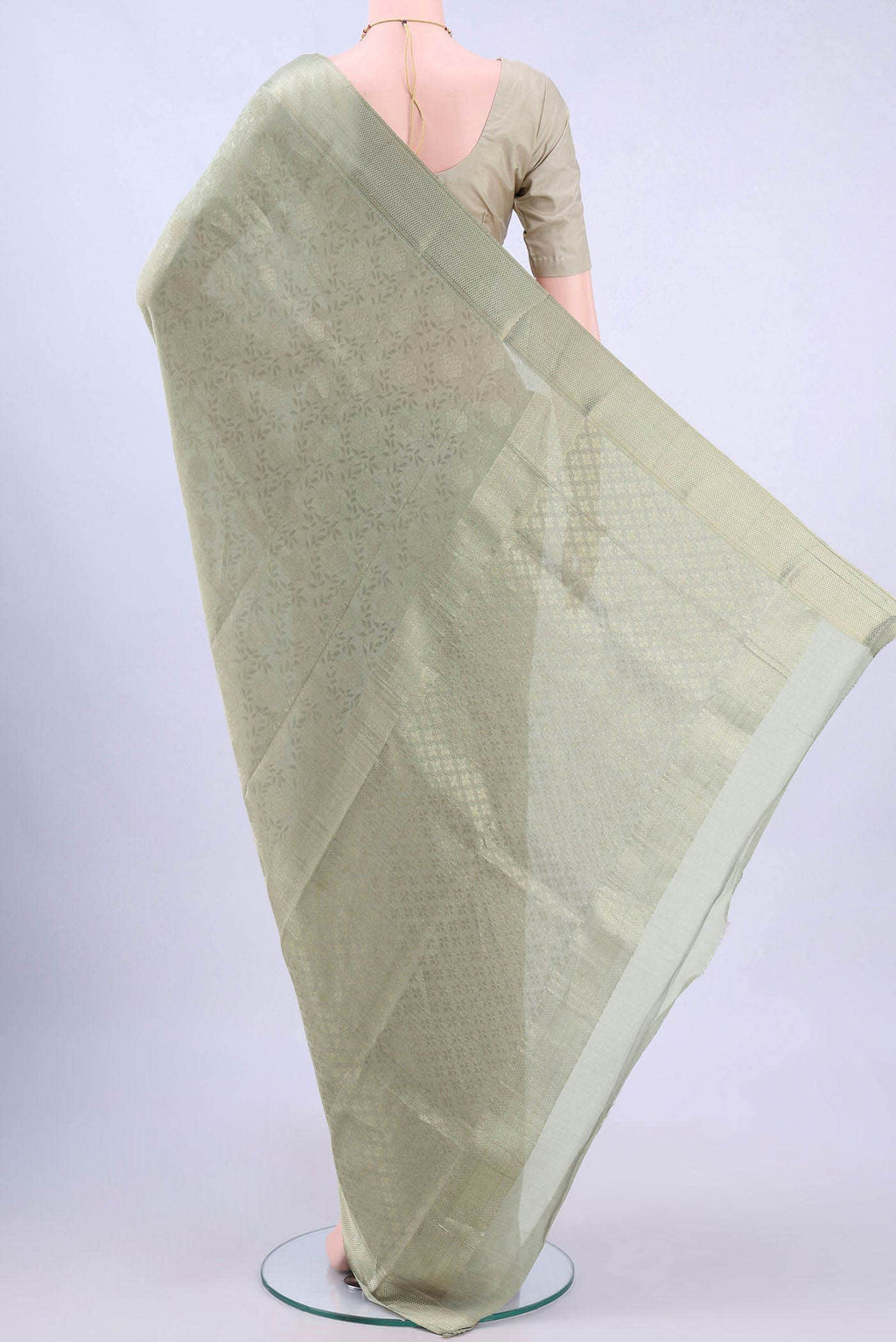 Beige Mysore Crepe Saree
