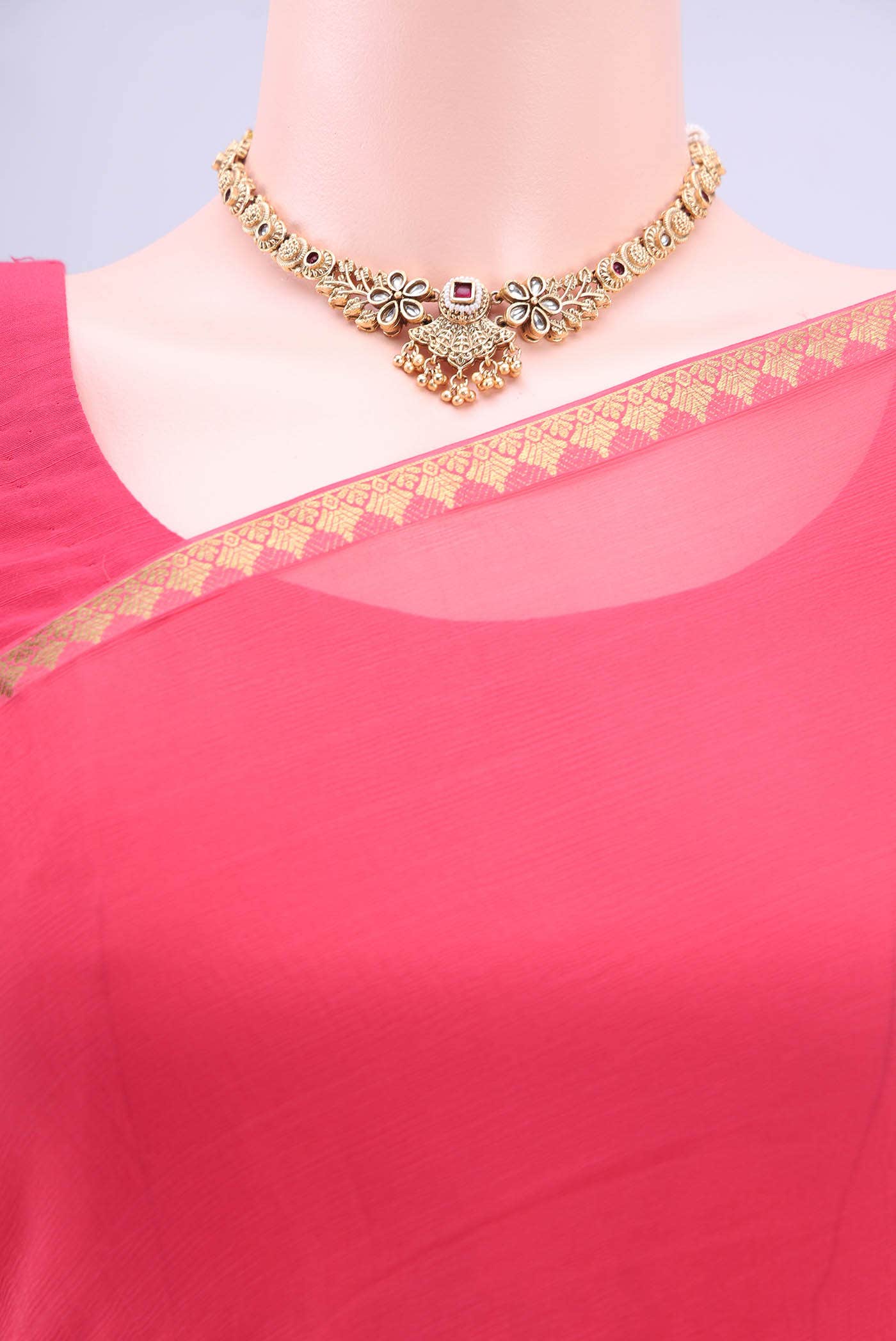 Pink Chiffon Saree