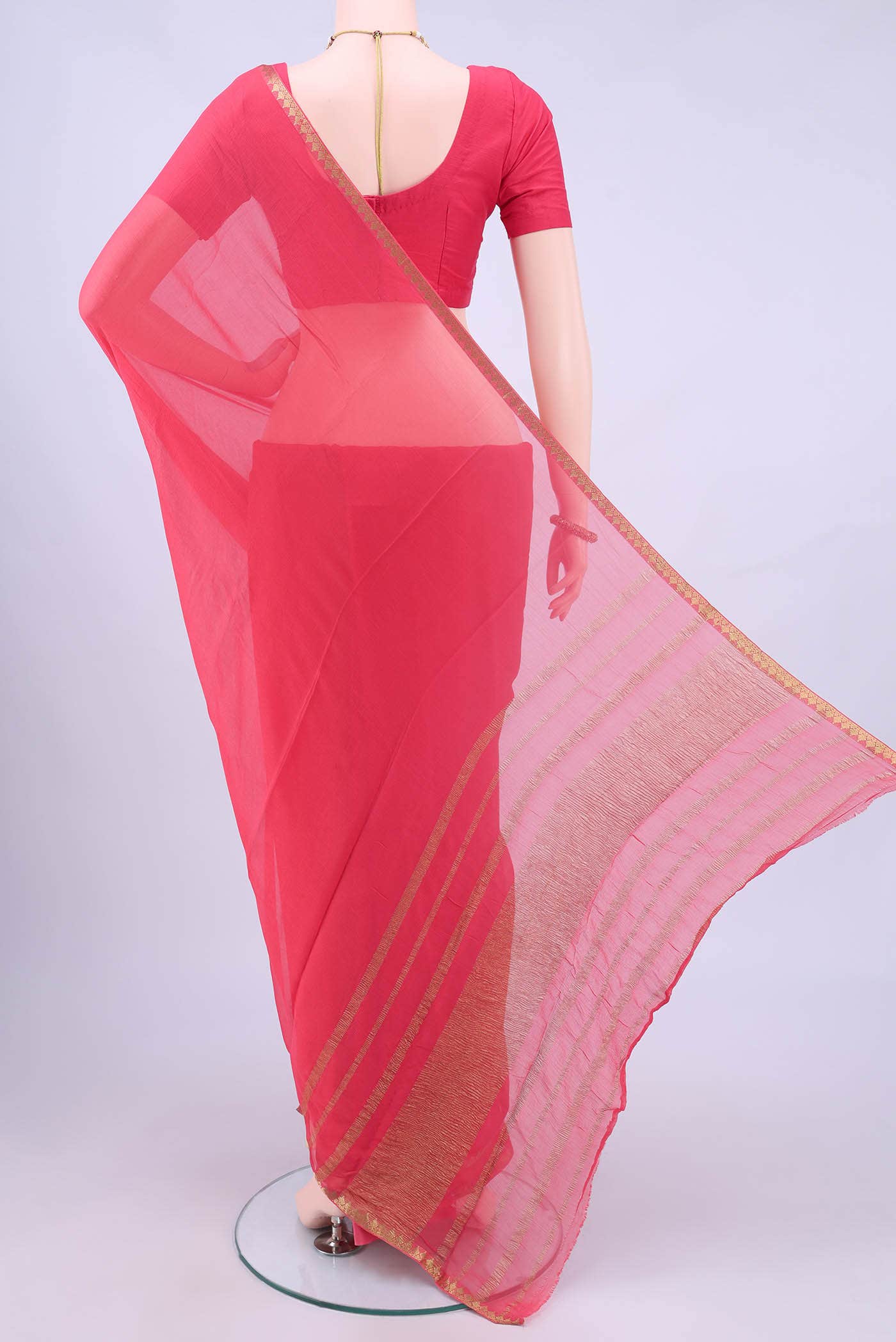 Pink Chiffon Saree