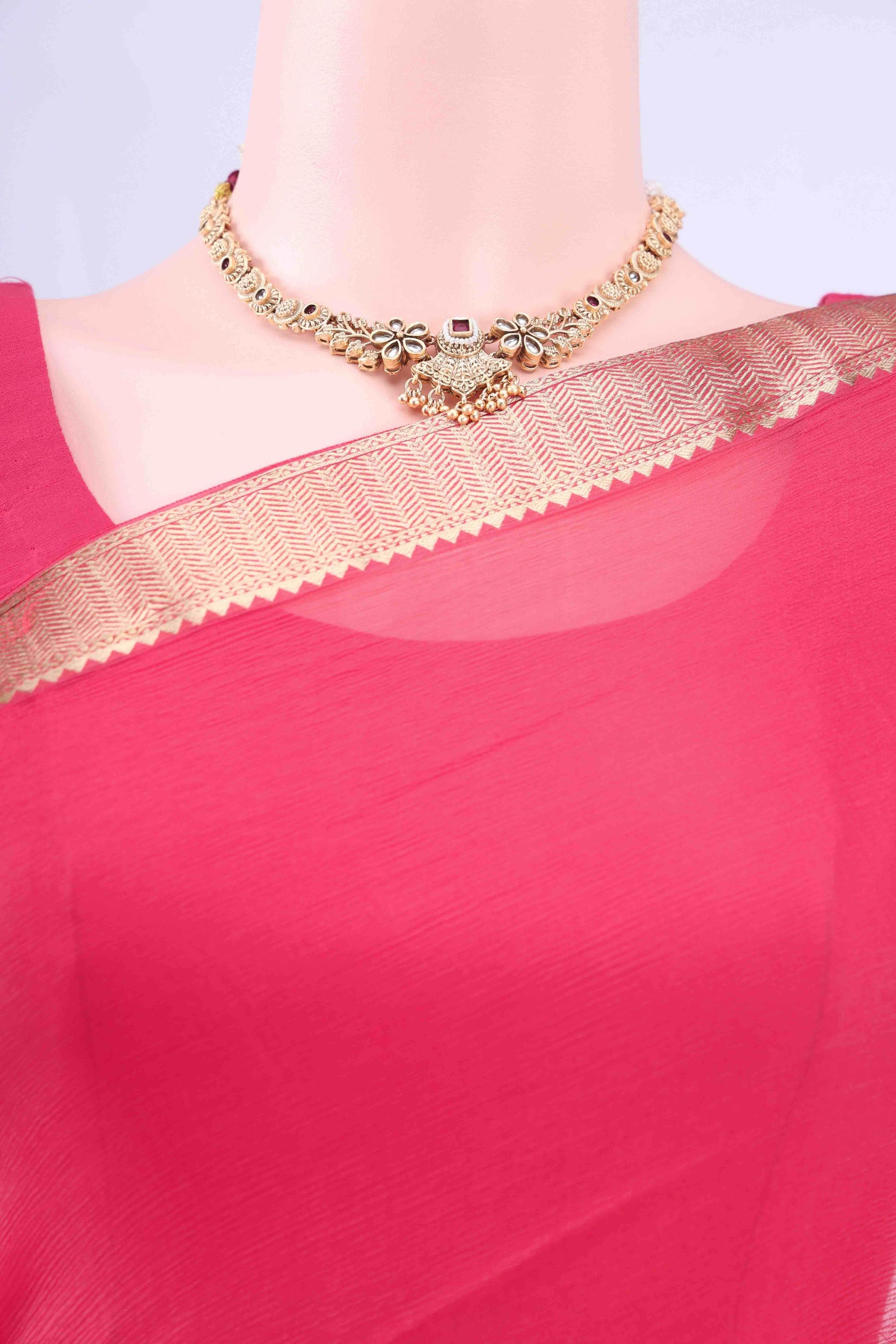 Imperial Red Mysore Chiffon Saree