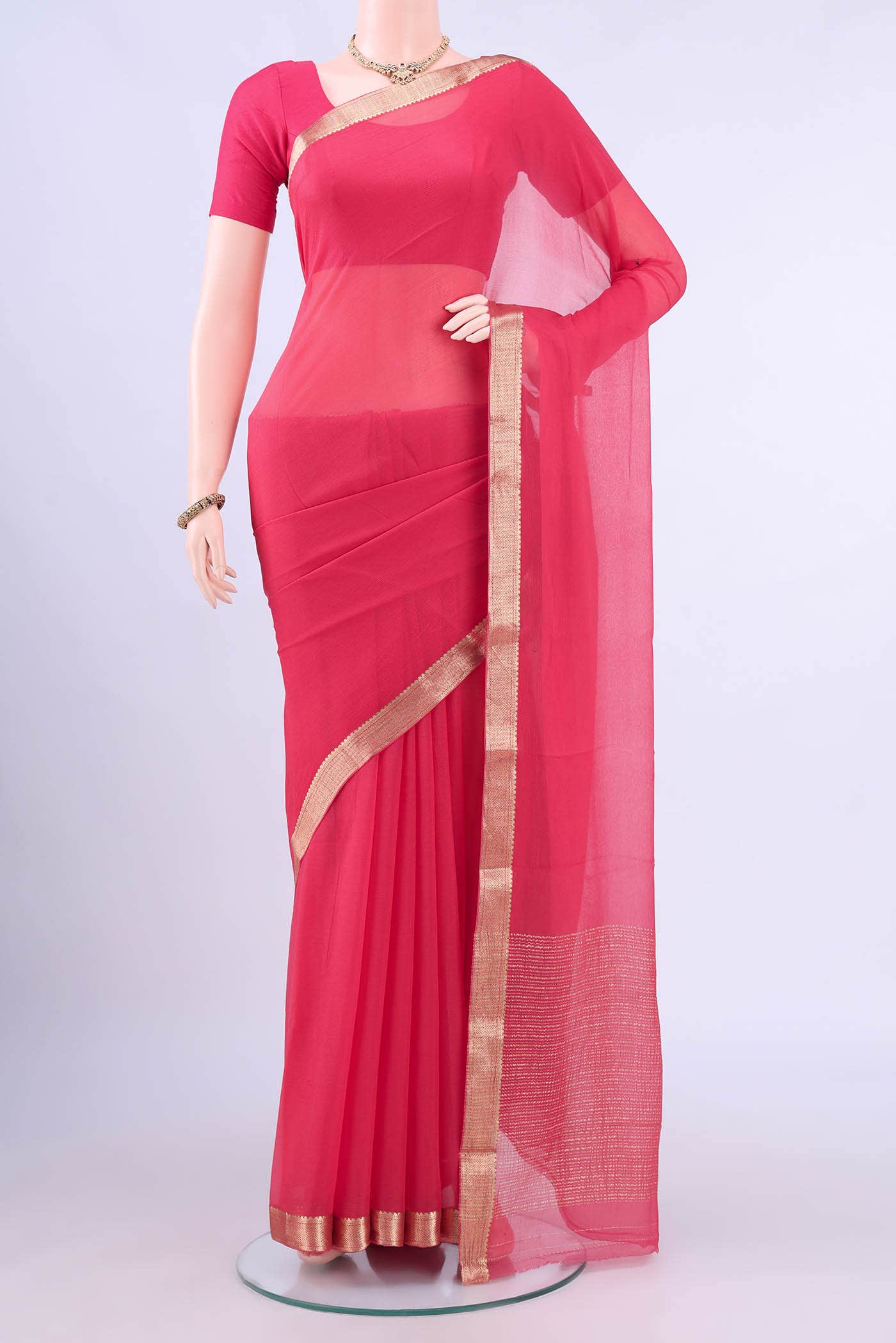 Imperial Red Mysore Chiffon Saree