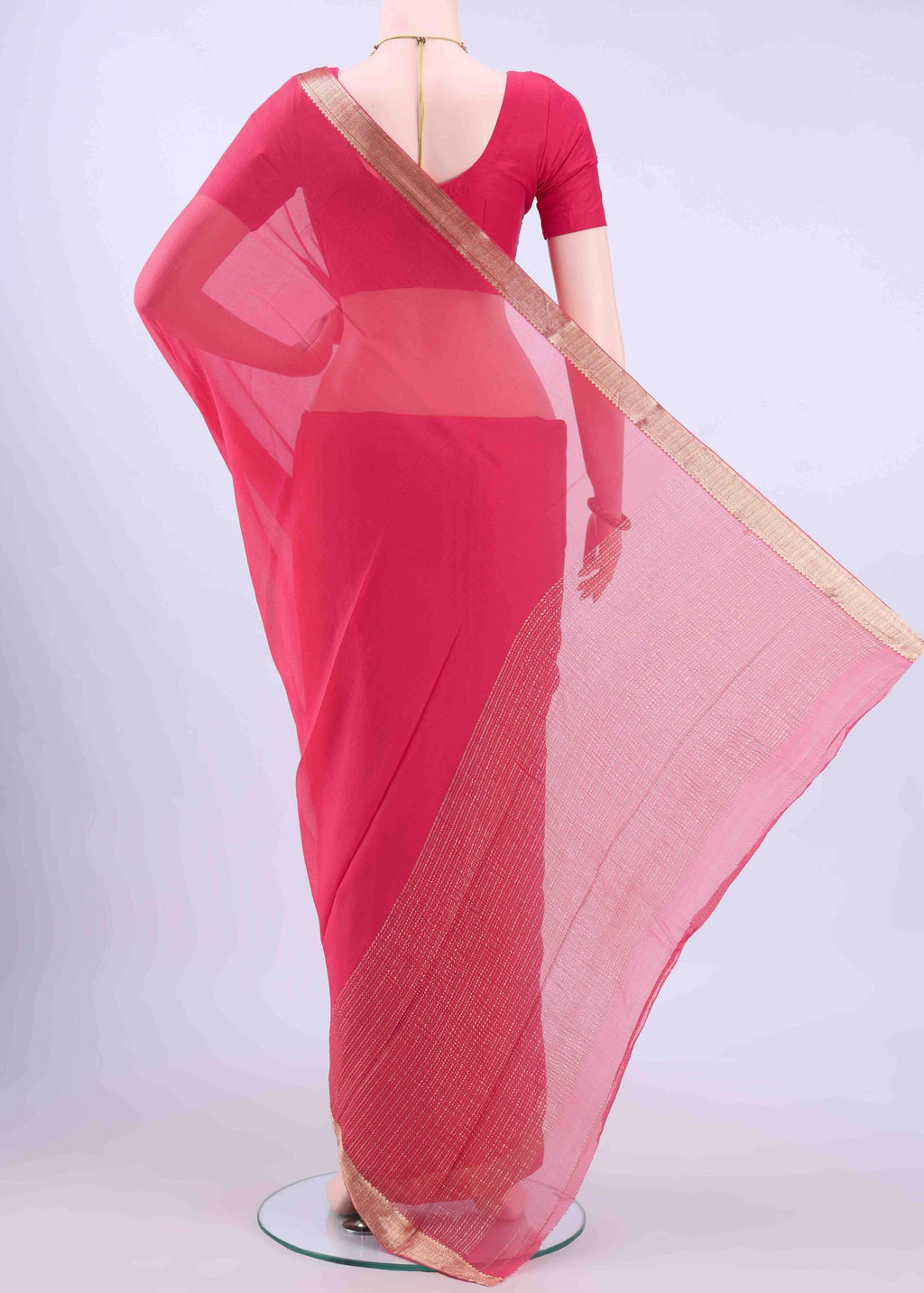 Imperial Red Mysore Chiffon Saree