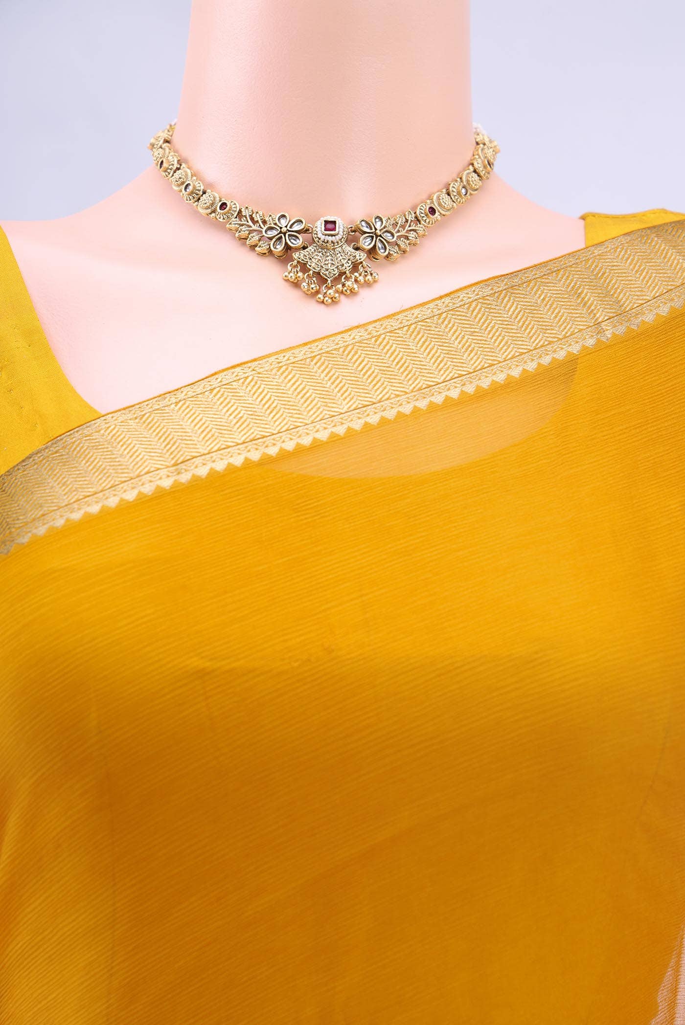 Mustard Chiffon Saree