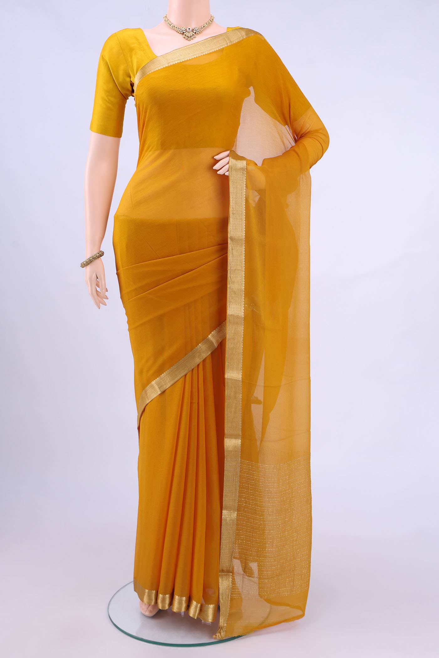 Mustard Chiffon Saree