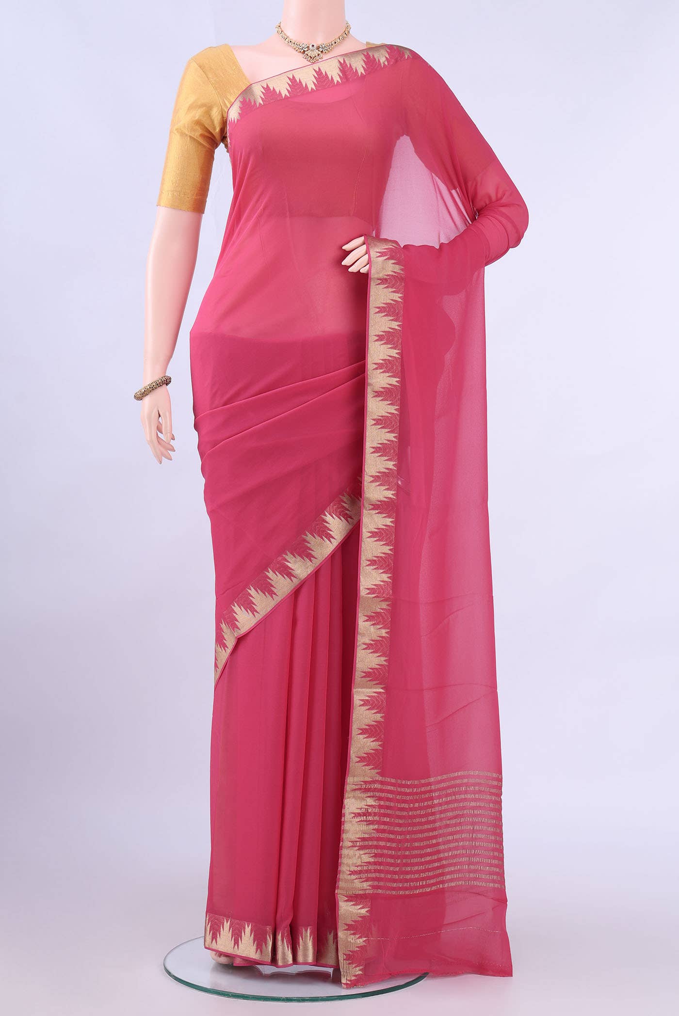Magenta Mysore Georgette Saree