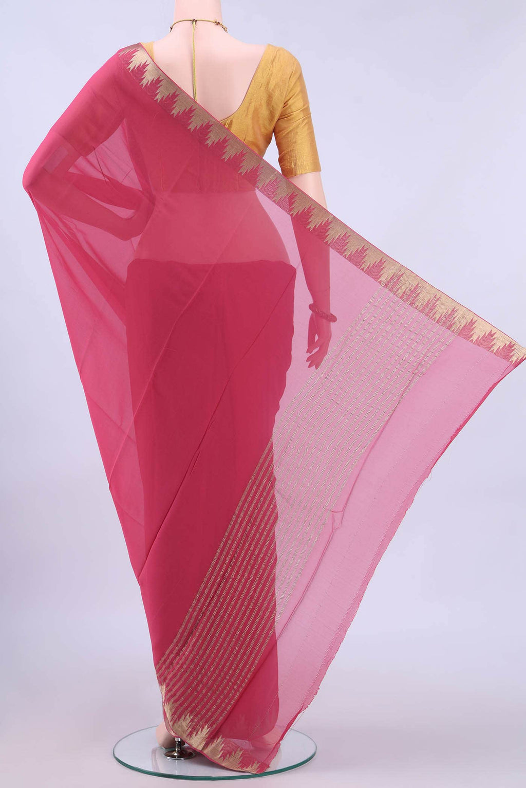Magenta Mysore Georgette Saree